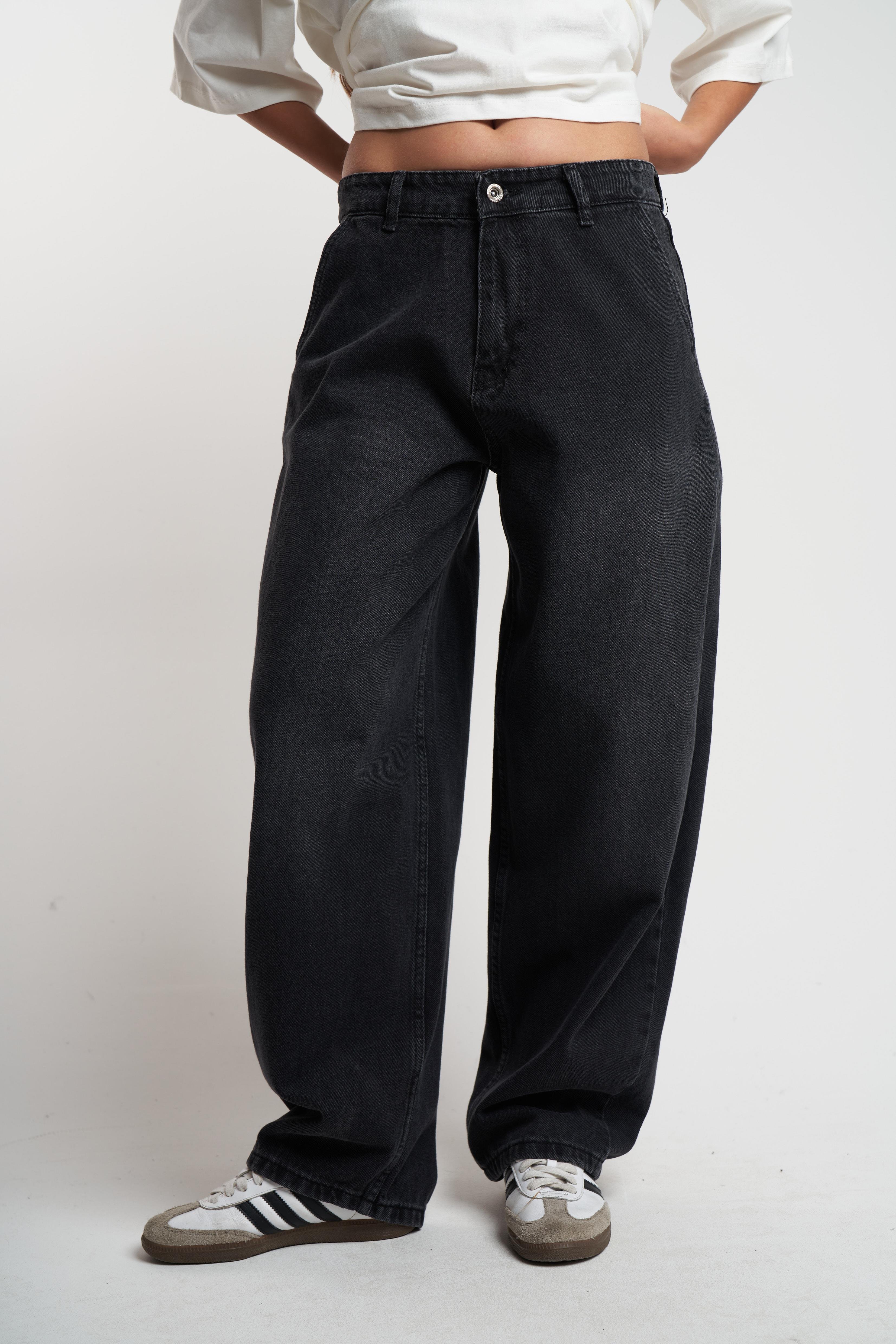 Baggy Fit Retro Jean Pantolon Siyah