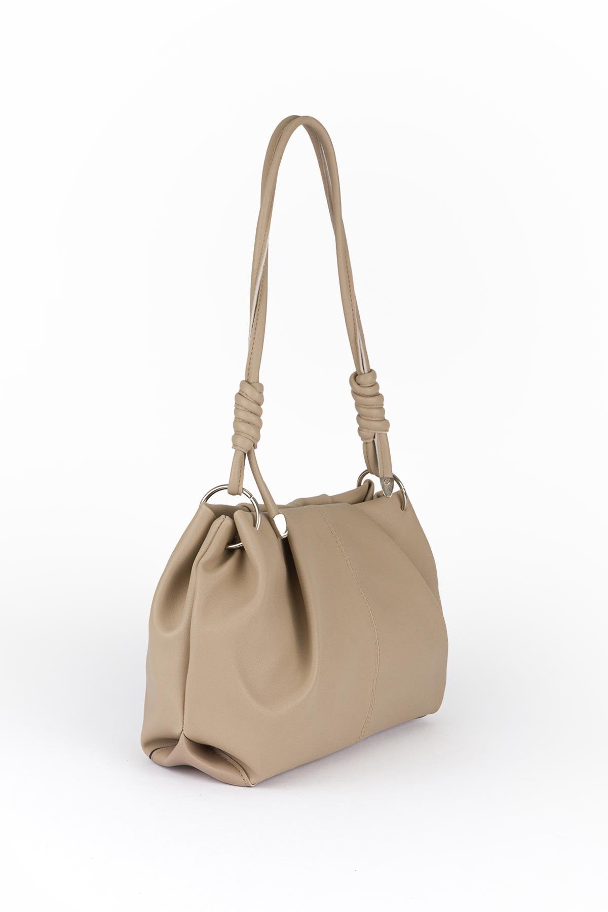 Bağlama Detaylı Omuz Çantası Bej