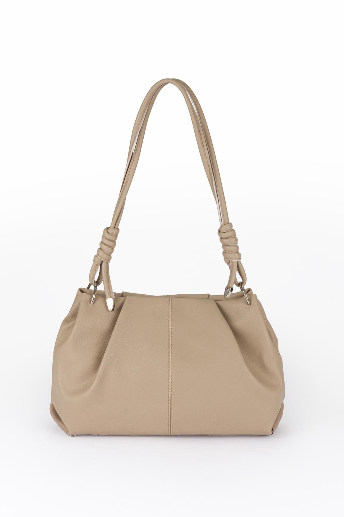 Bağlama Detaylı Omuz Çantası Bej