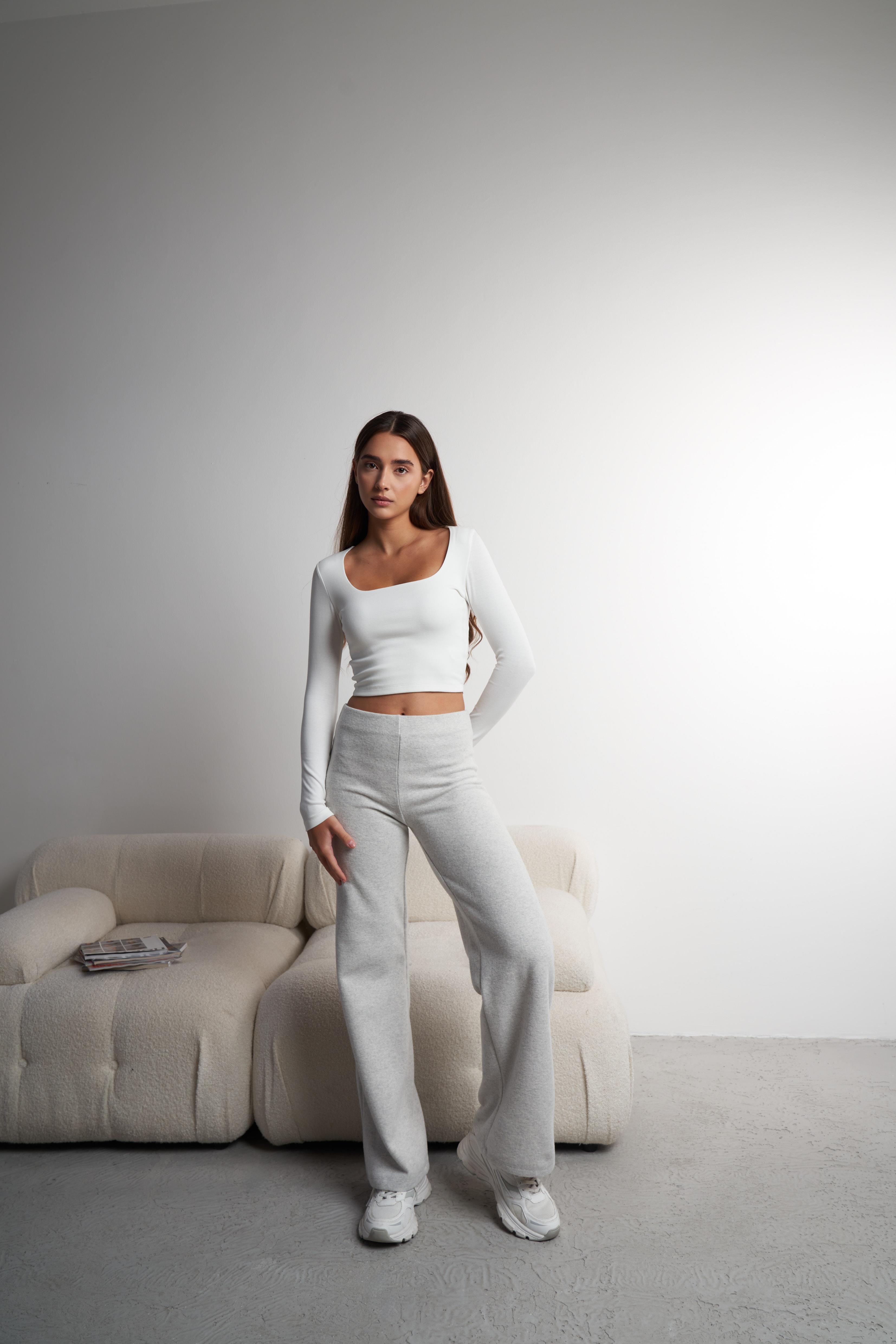 Basic Bol Paça Triko Pantolon Karmelanj