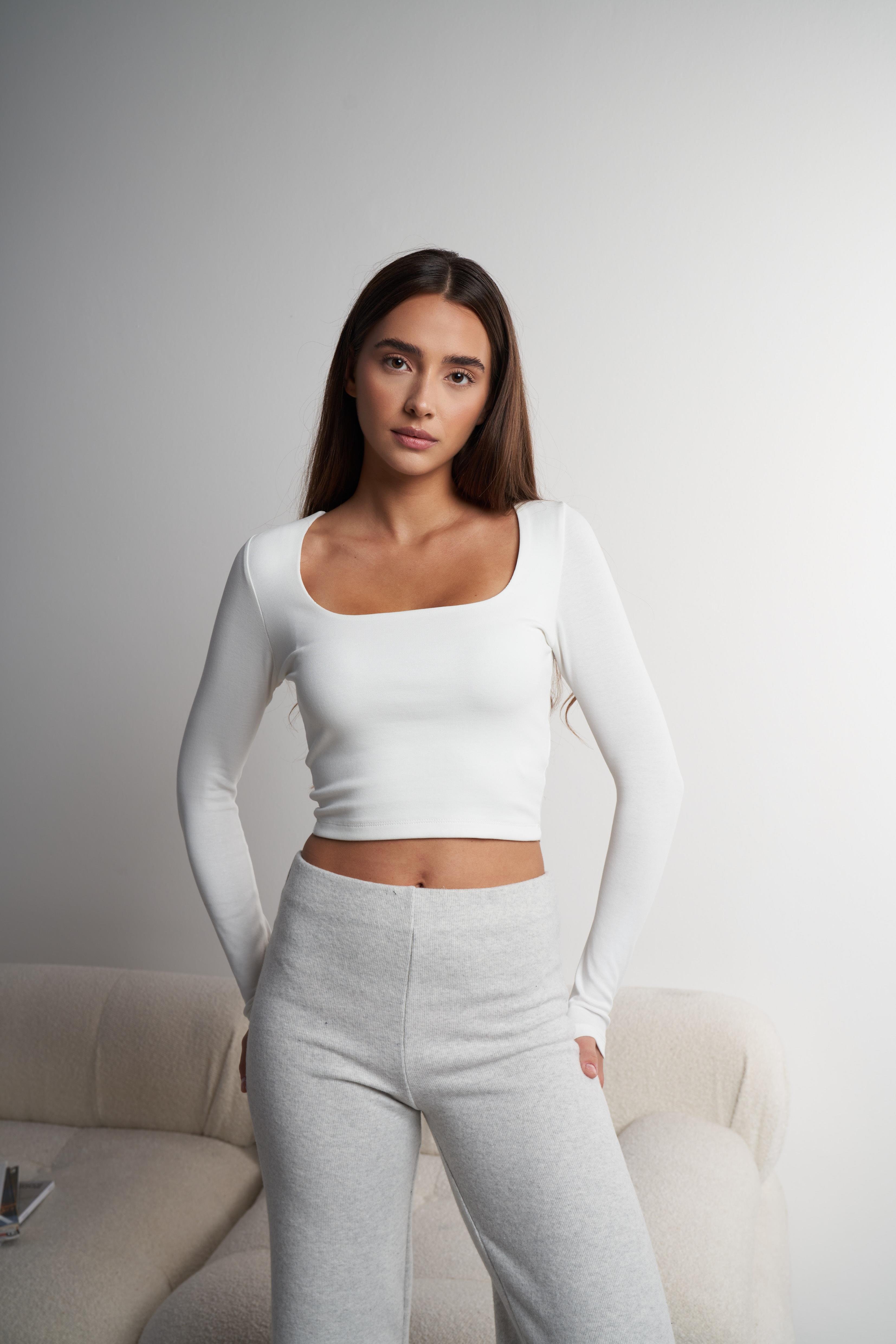 Basic Kısa Bluz Ekru