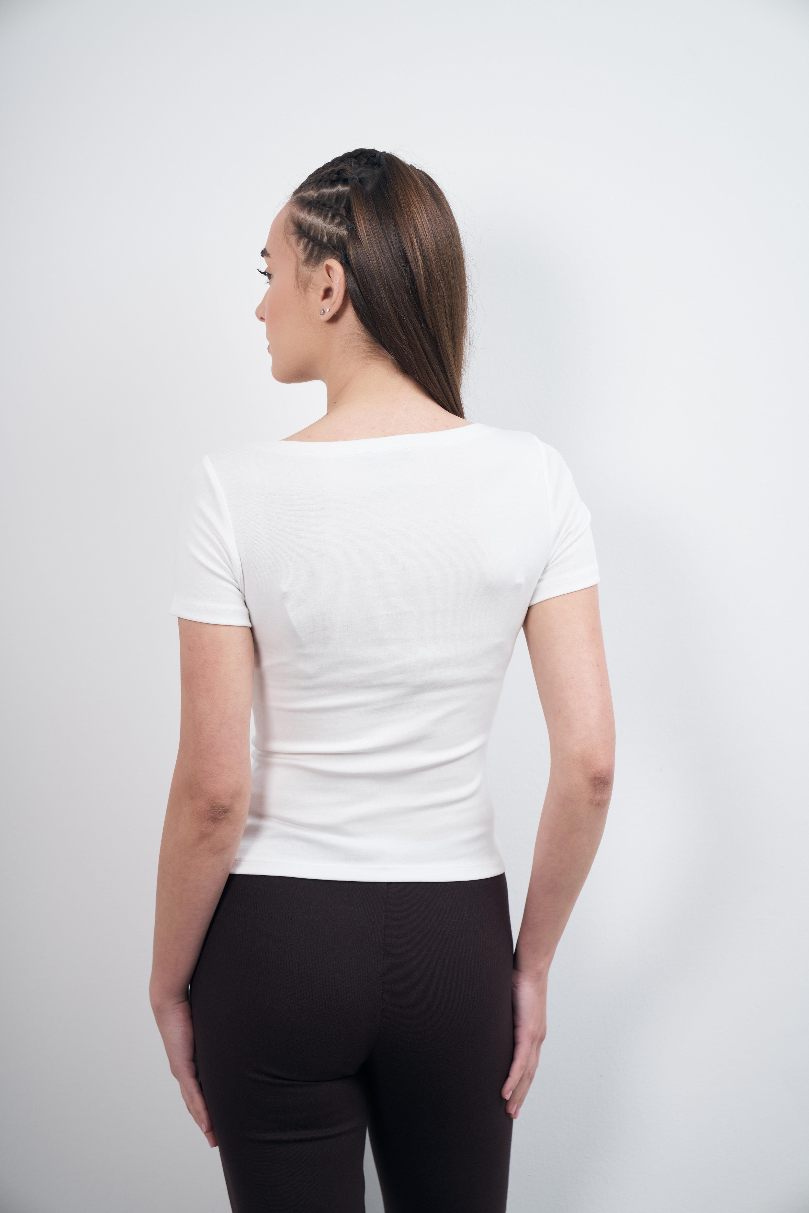 Basic Kısa Kol Bluz Ekru