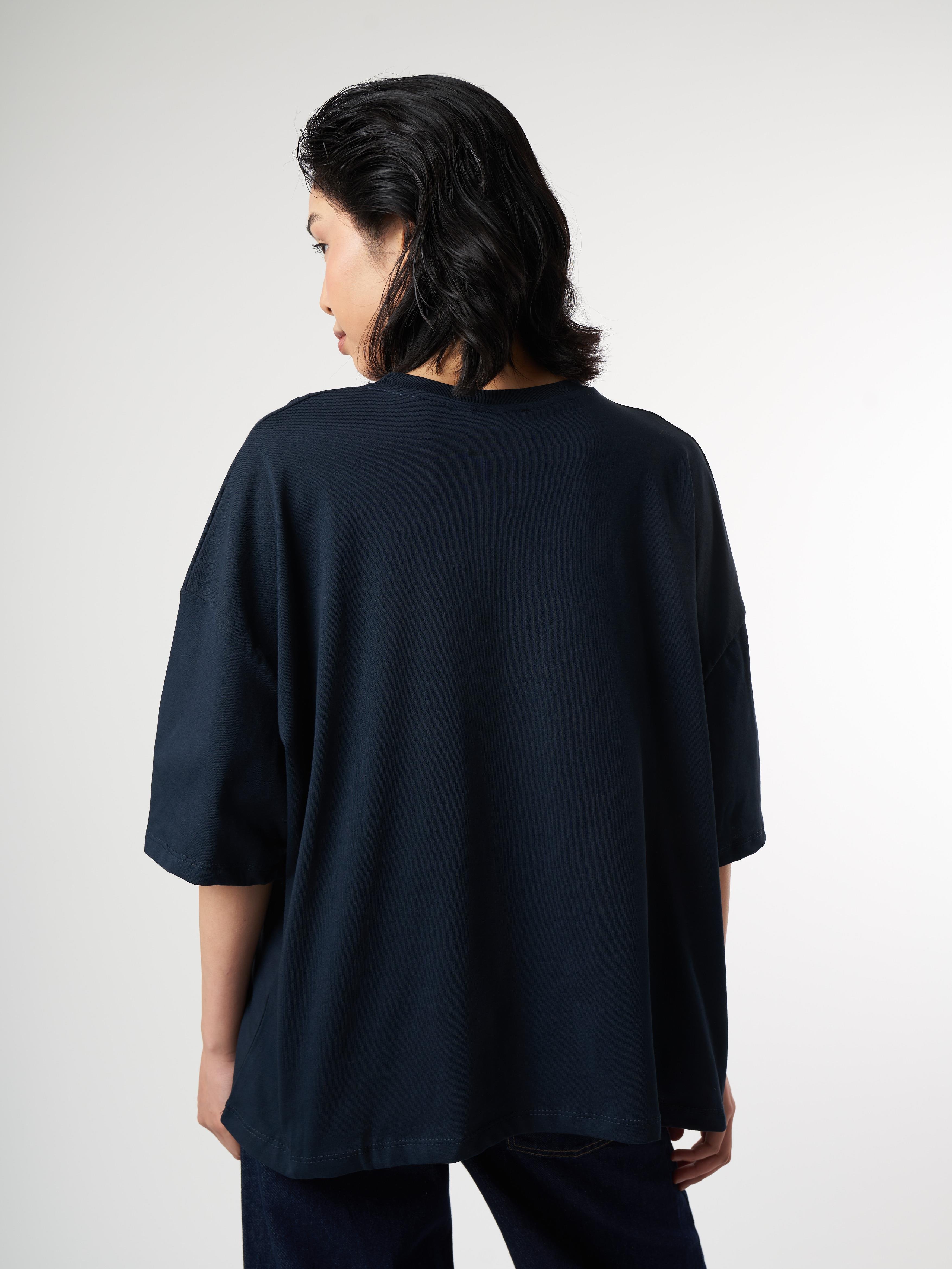 Basic Kısa Kol Oversize T-shirt Lacivert