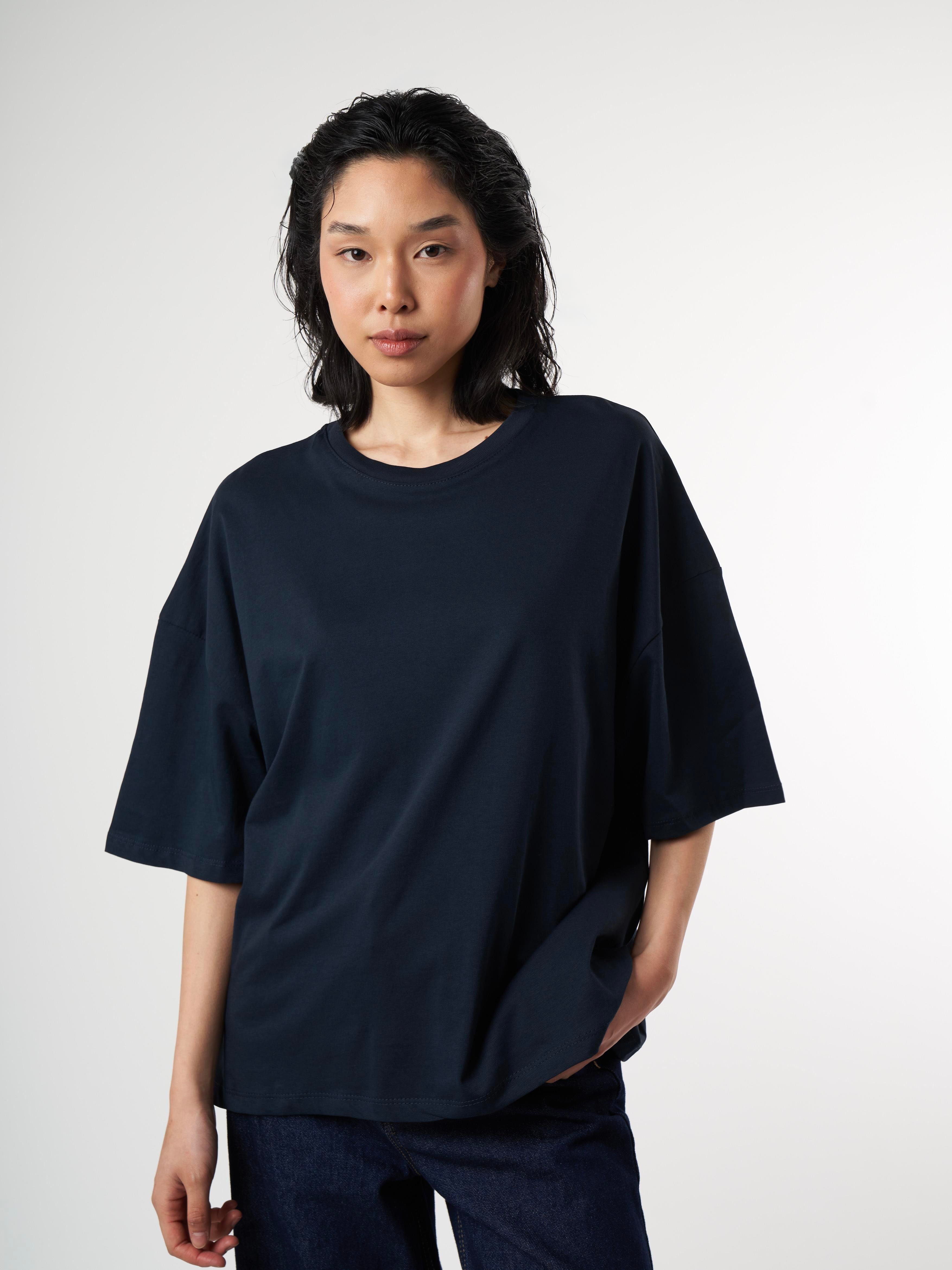 Basic Kısa Kol Oversize T-shirt Lacivert