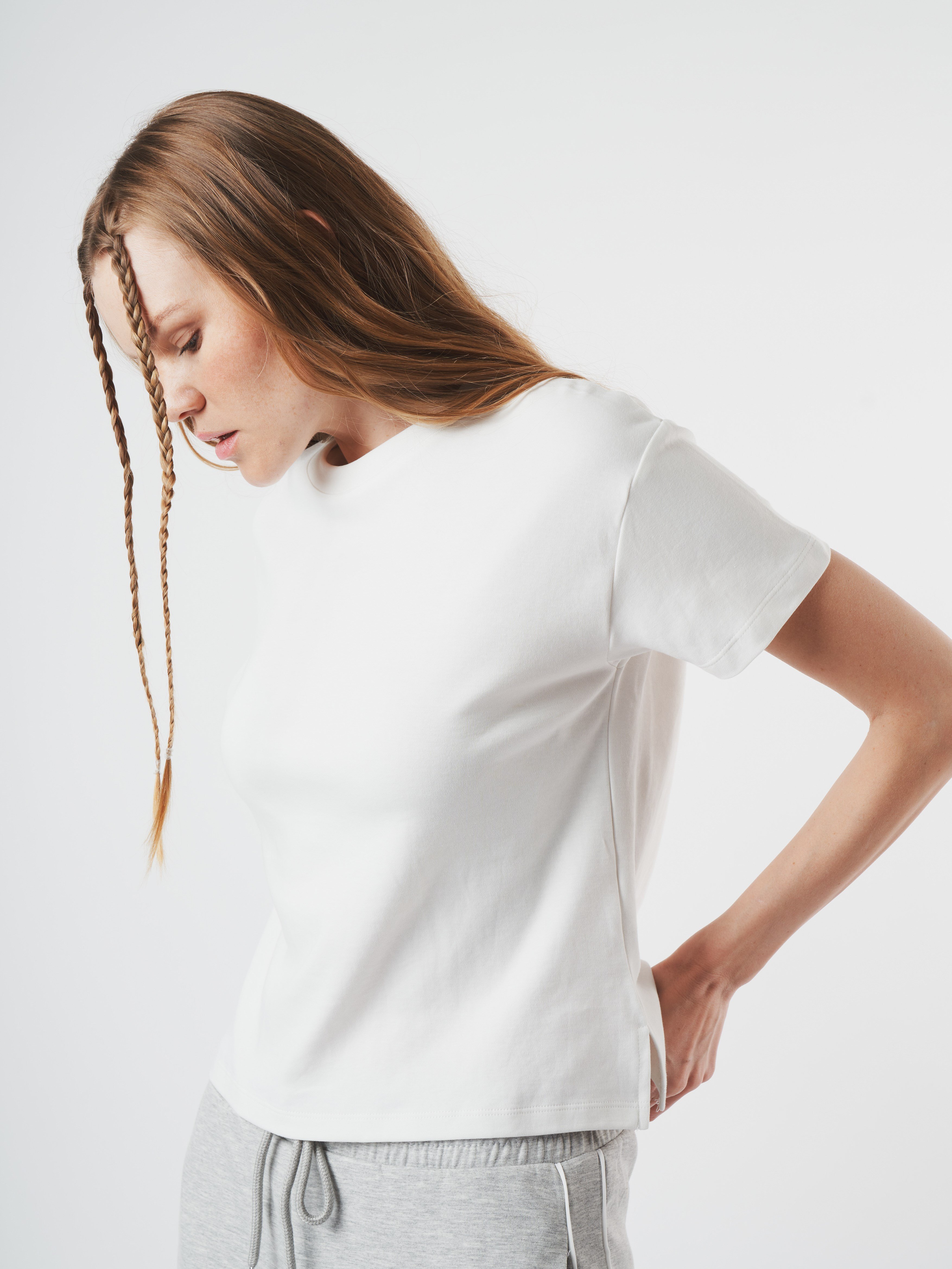 Basic Kısa Kol T-shirt Ekru