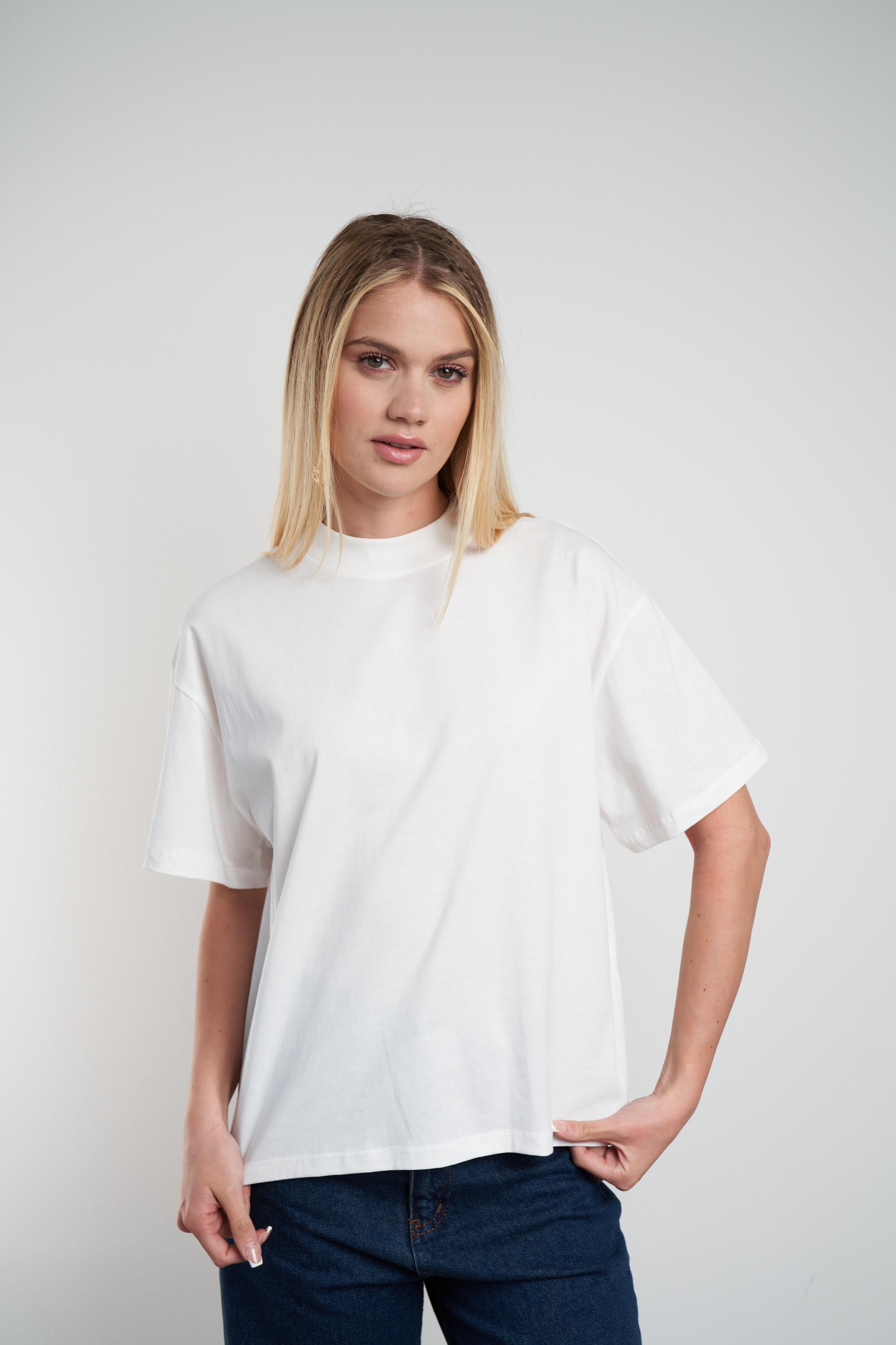Basic Kısa Kol T-shirt Ekru