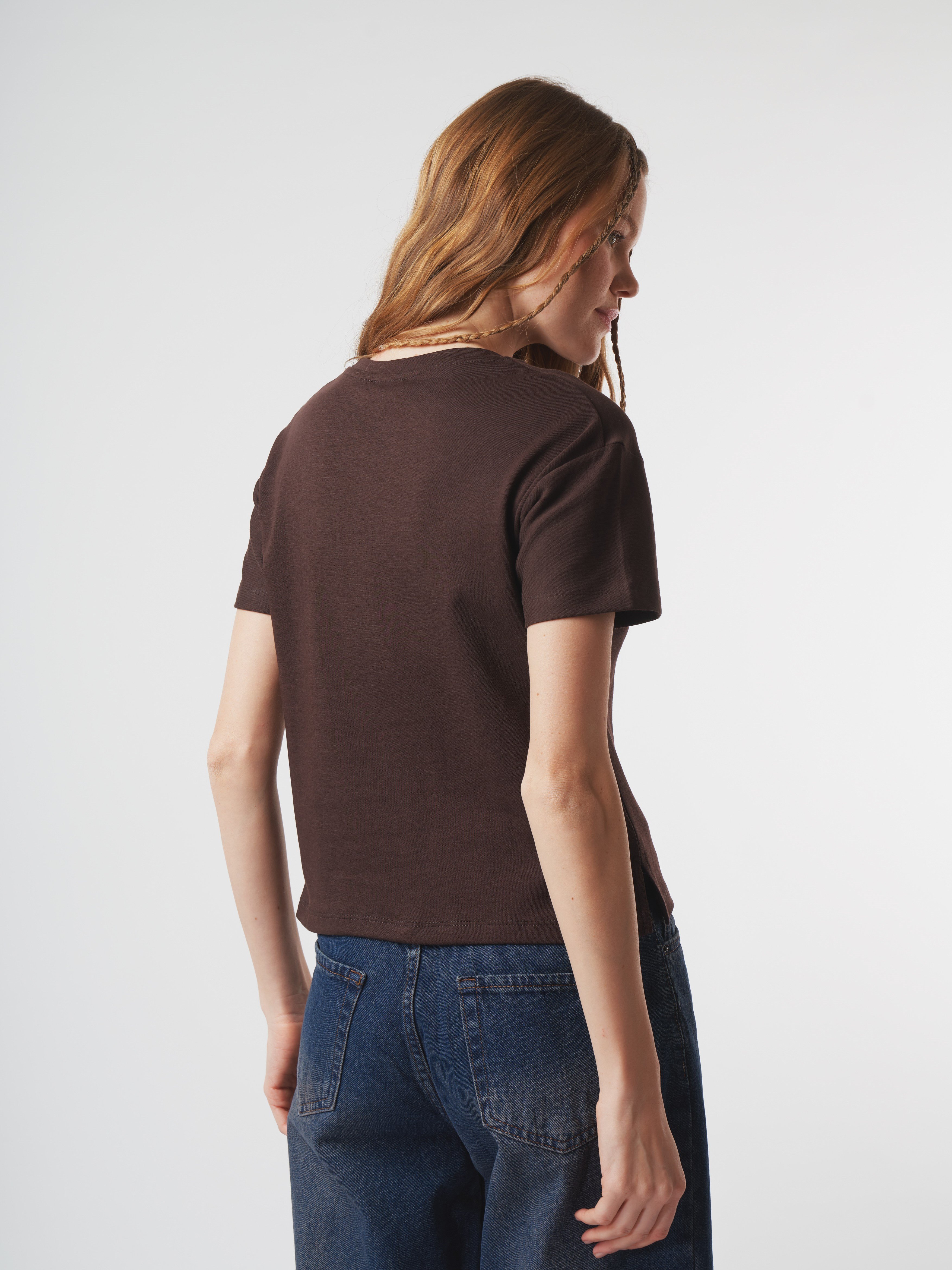 Basic Kısa Kol T-shirt Kahve