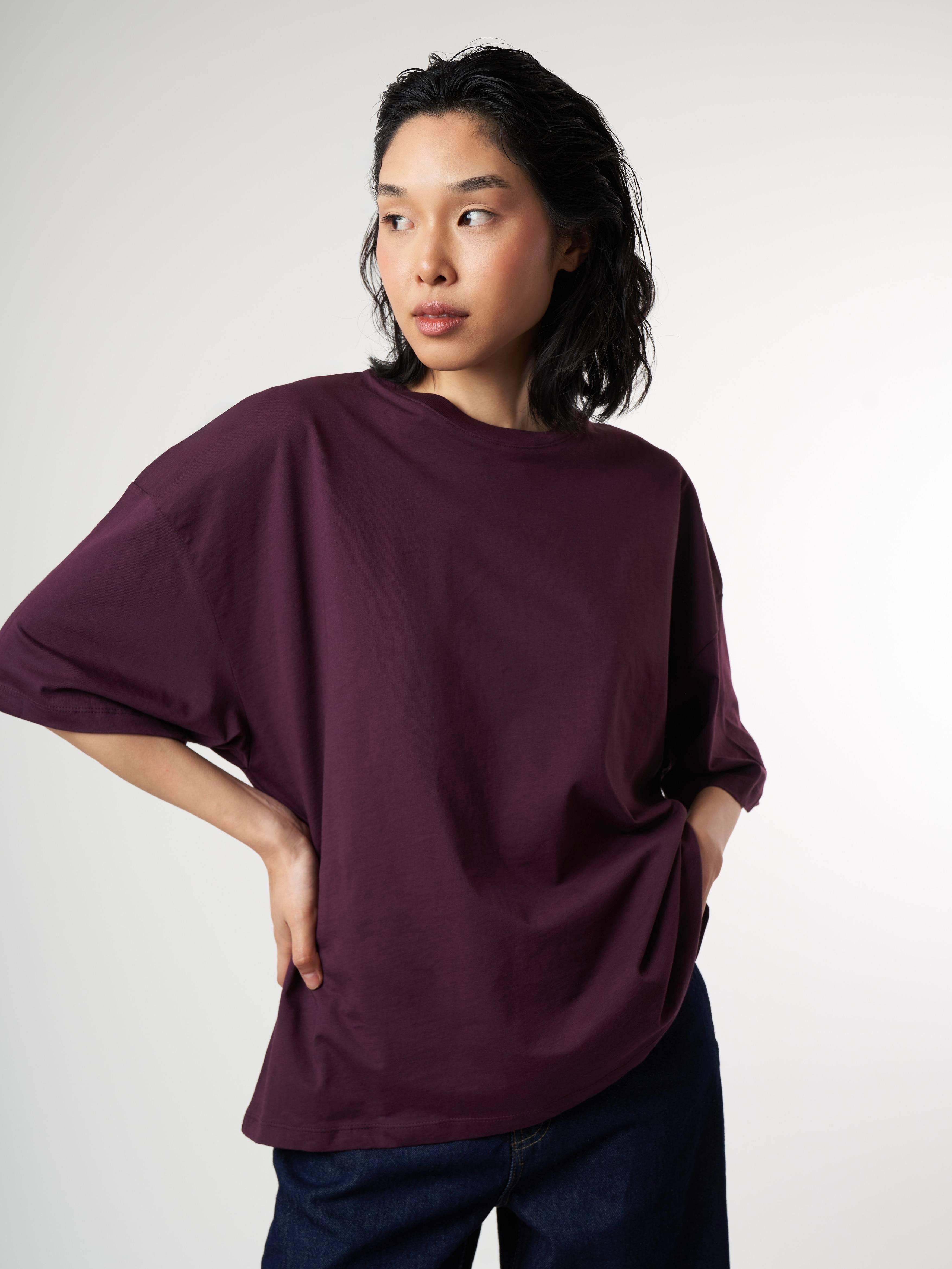 Basic Kısa Kol T-shirt Mürdüm