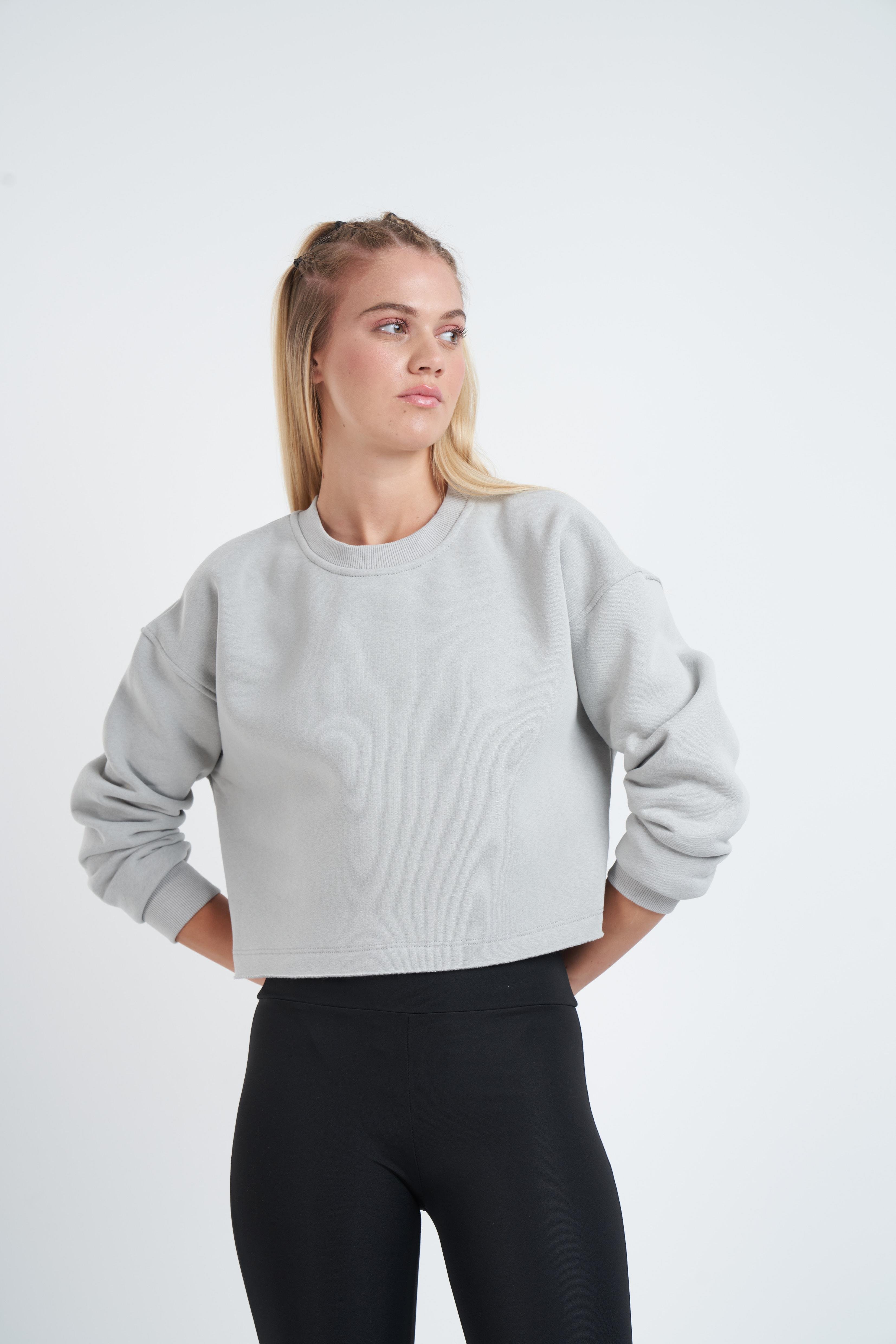 Basic Kısa Sweatshirt Gri