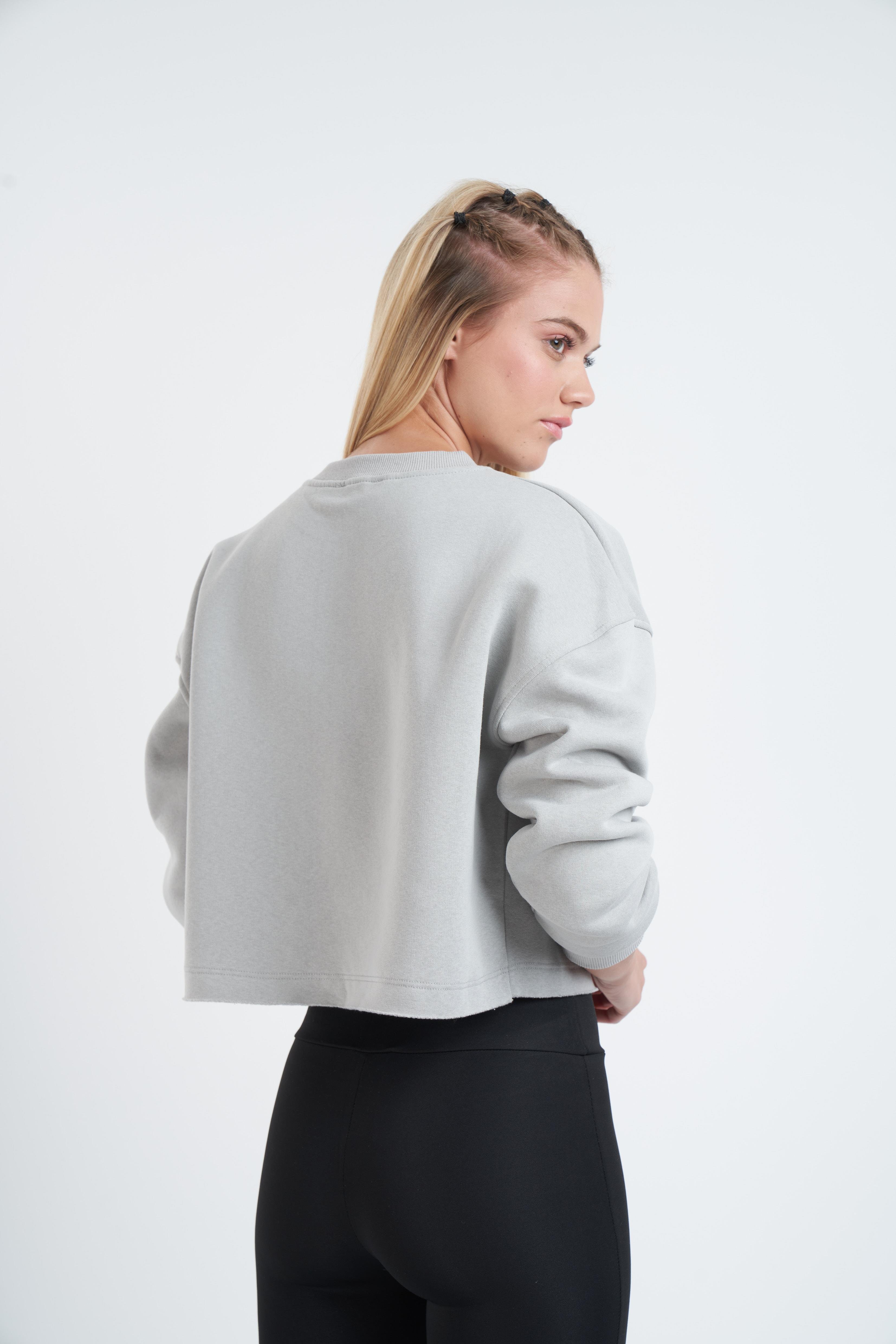 Basic Kısa Sweatshirt Gri