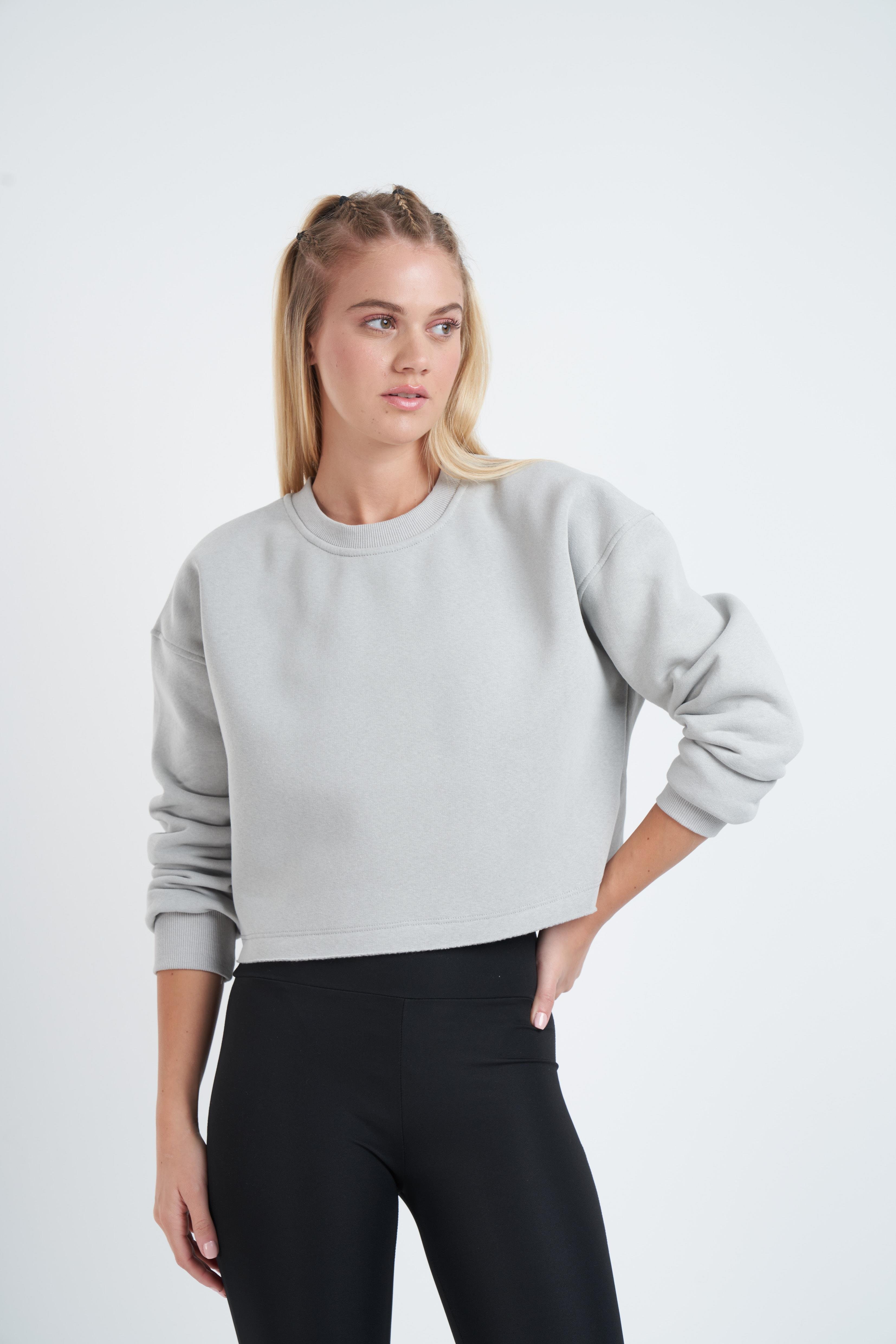 Basic Kısa Sweatshirt Gri