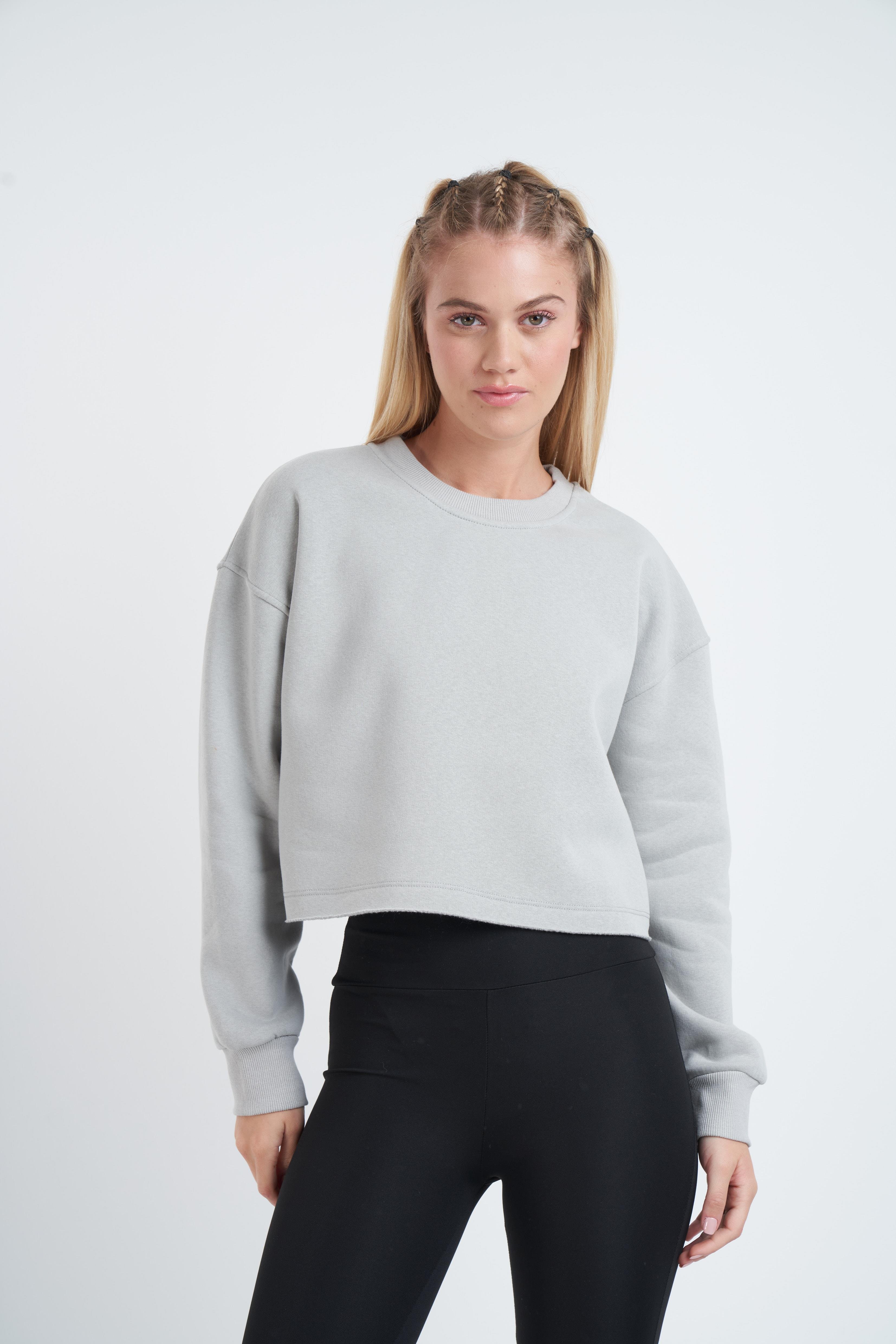 Basic Kısa Sweatshirt Gri