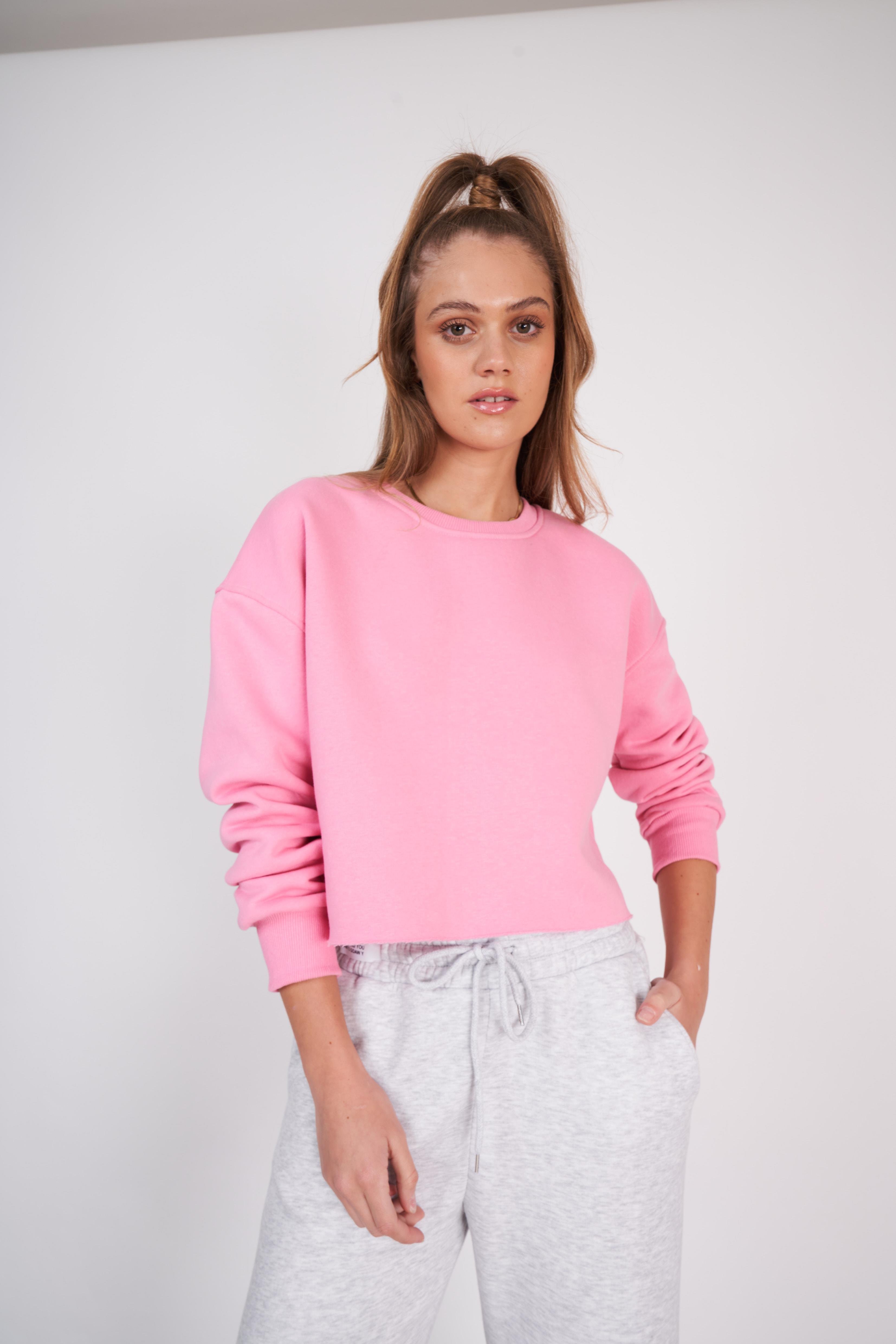 Basic Kısa Sweatshirt Pembe