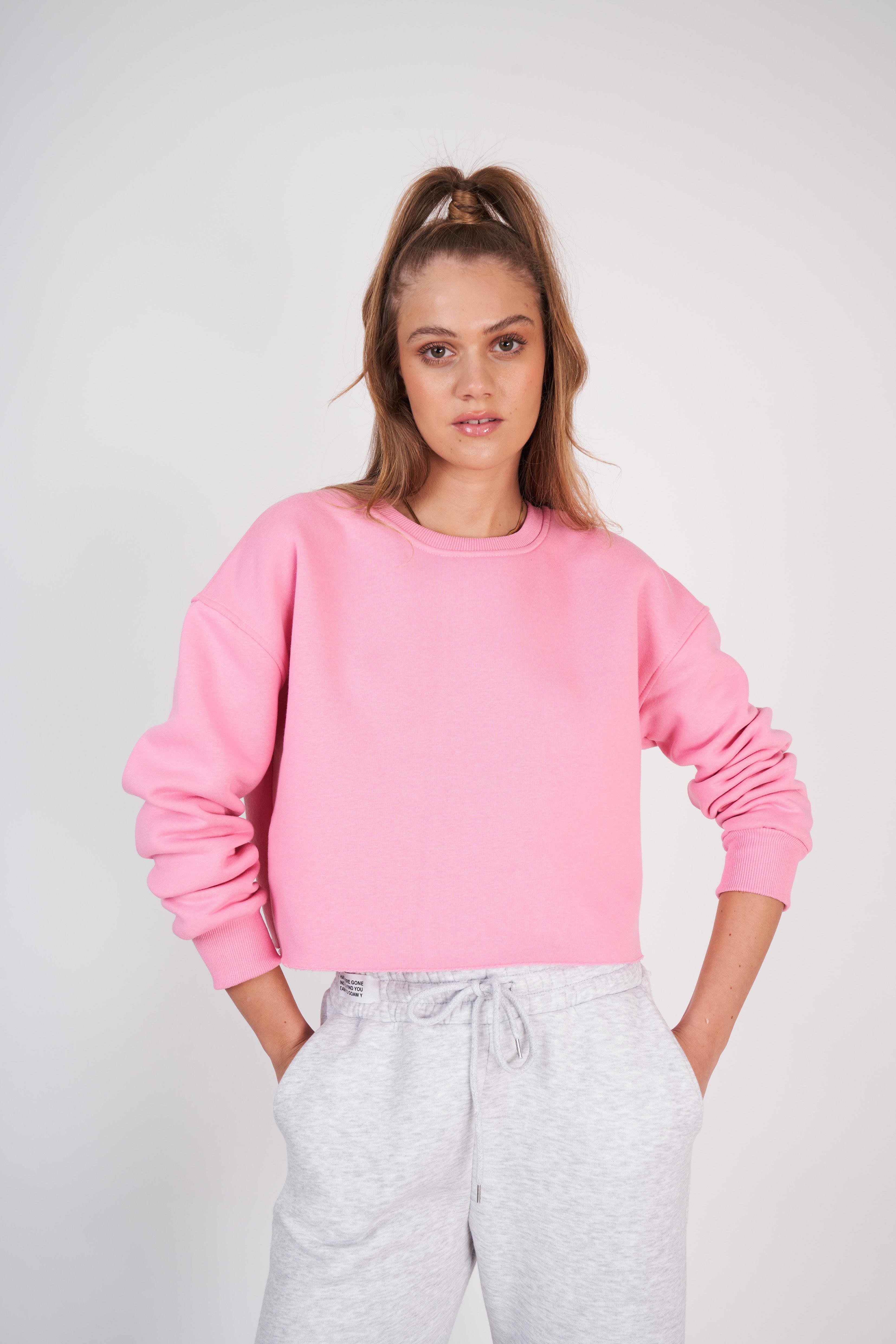 Basic Kısa Sweatshirt Pembe