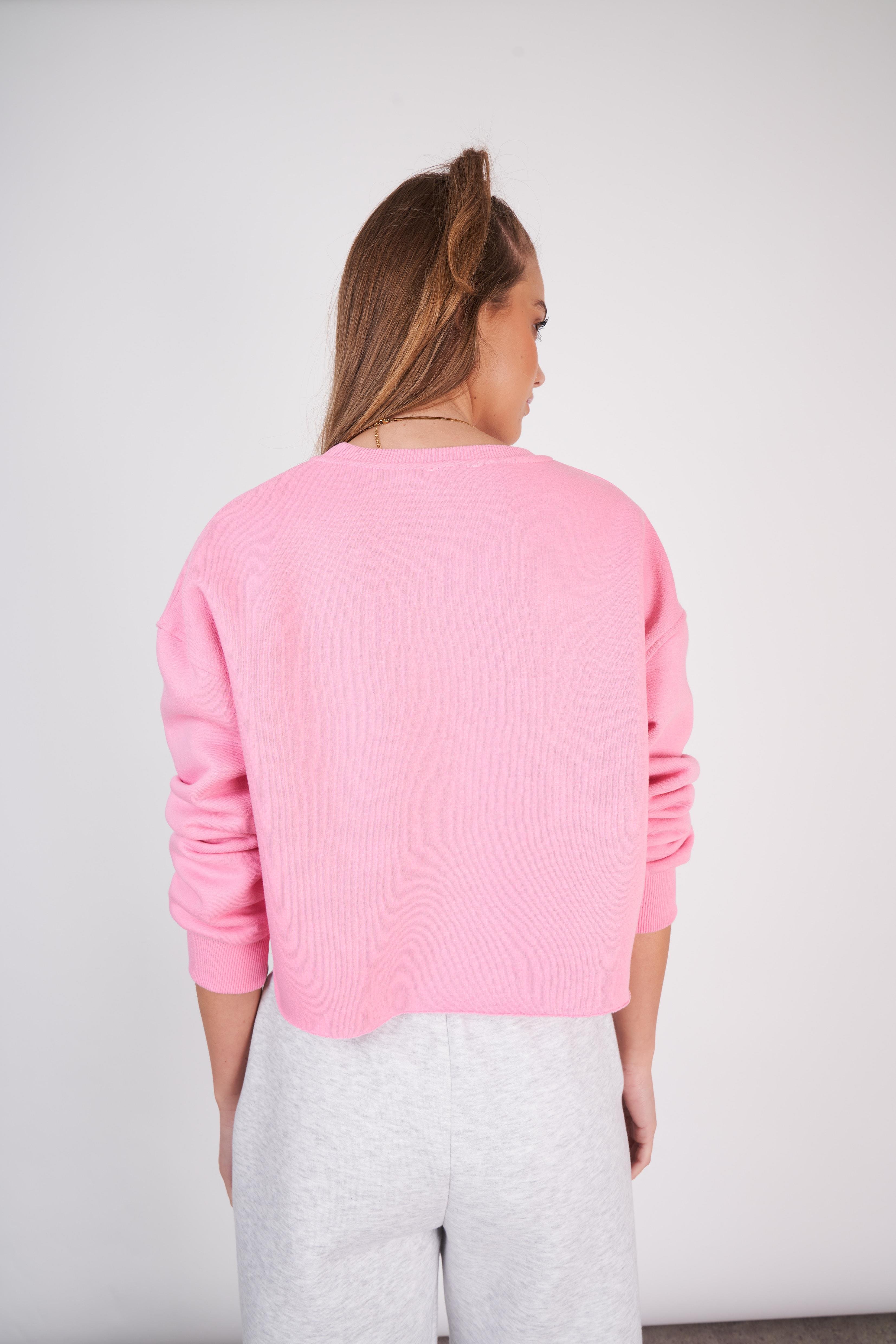 Basic Kısa Sweatshirt Pembe