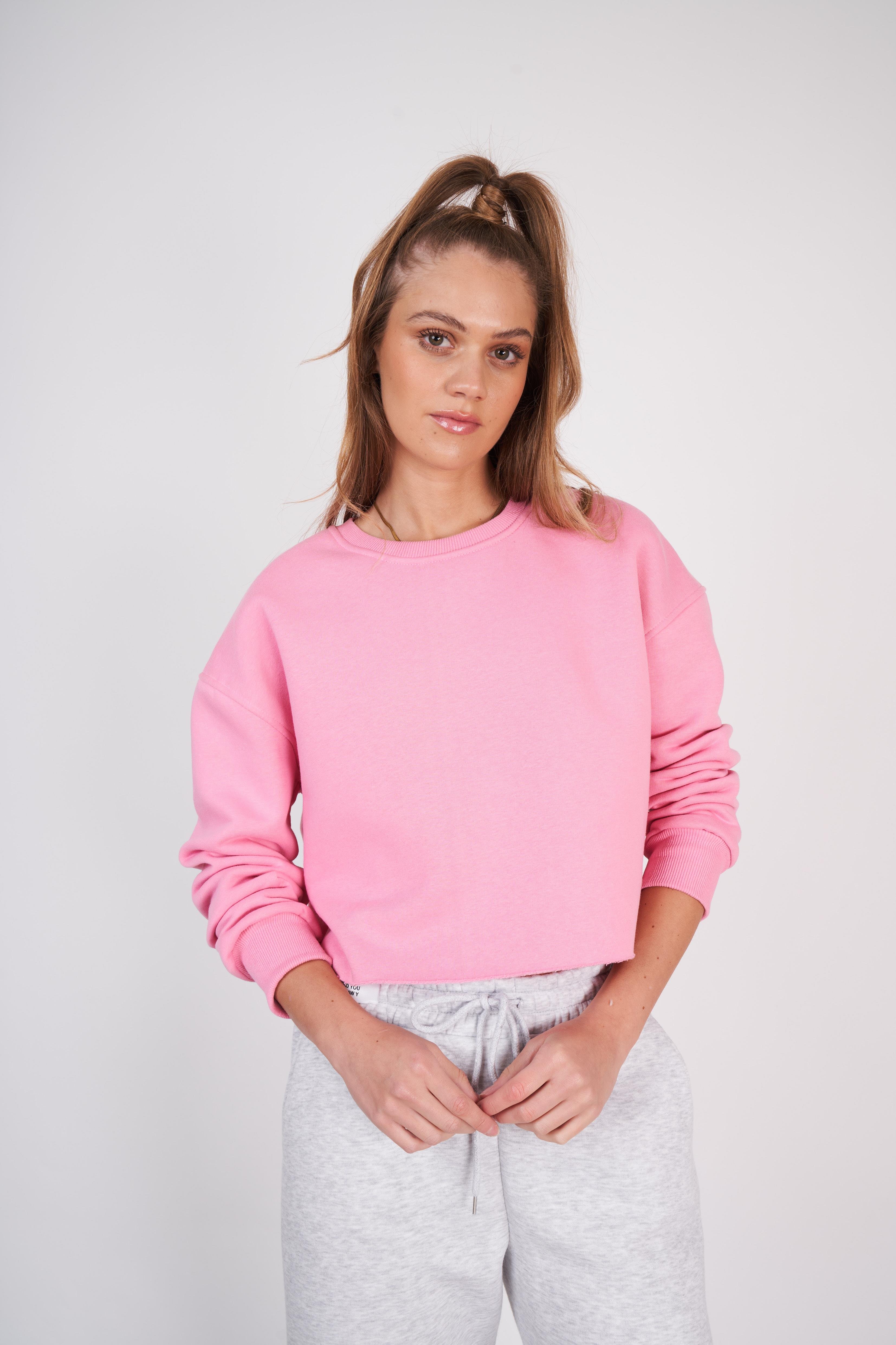 Basic Kısa Sweatshirt Pembe