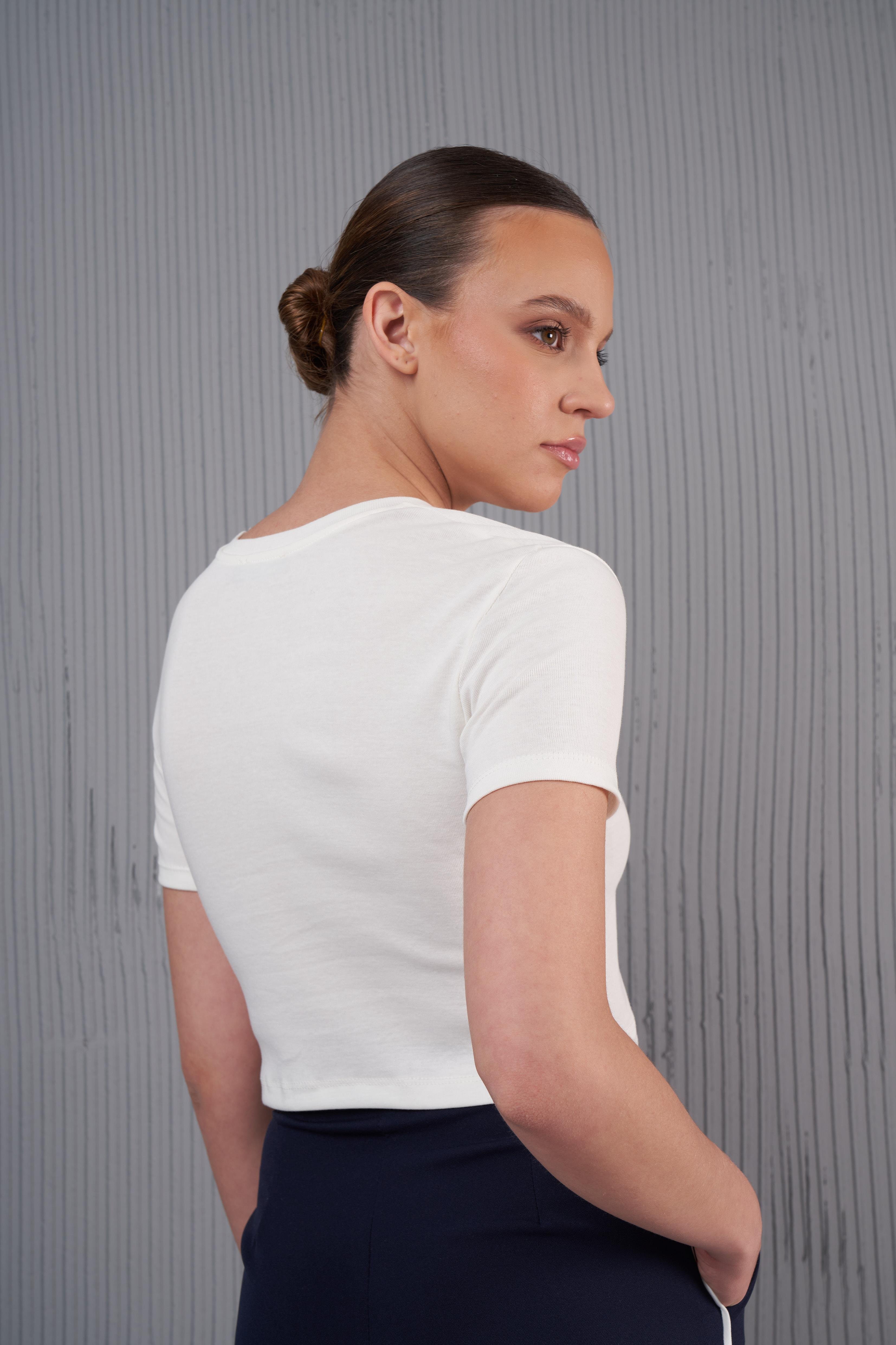 Basic Kısa T-shirt Ekru