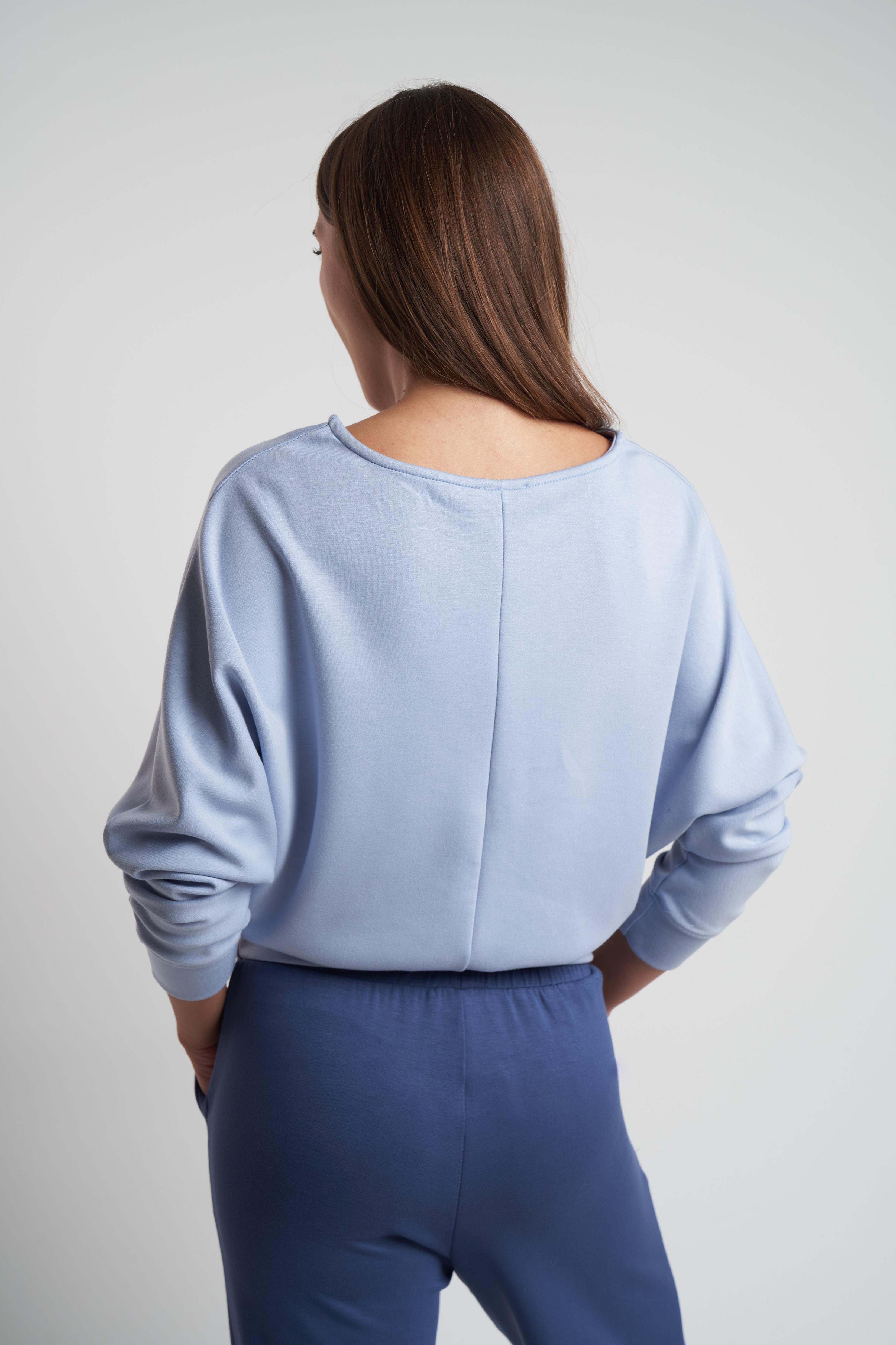 Basic Modal Kumaş Sweatshirt Bebe Mavi