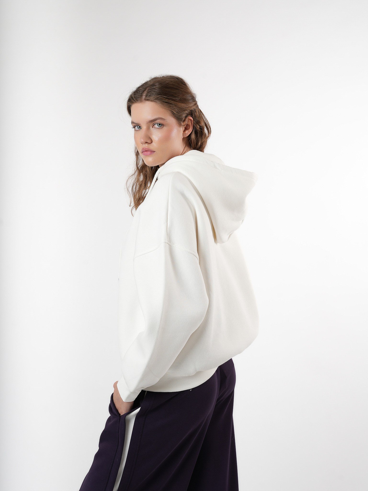 Basic Oversize Şardonlu Sweatmont Ekru