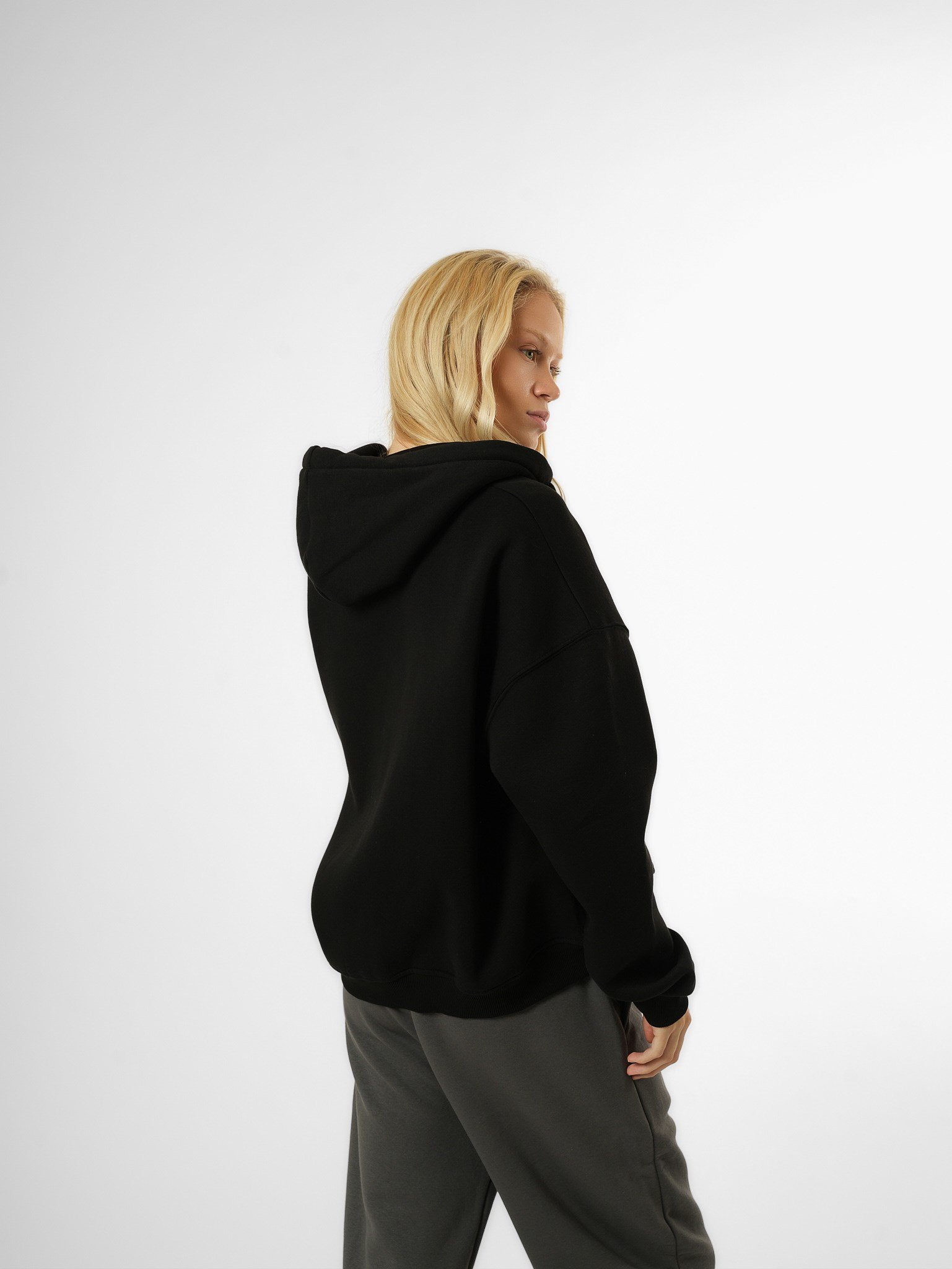 Basic Oversize Şardonlu Sweatmont Siyah