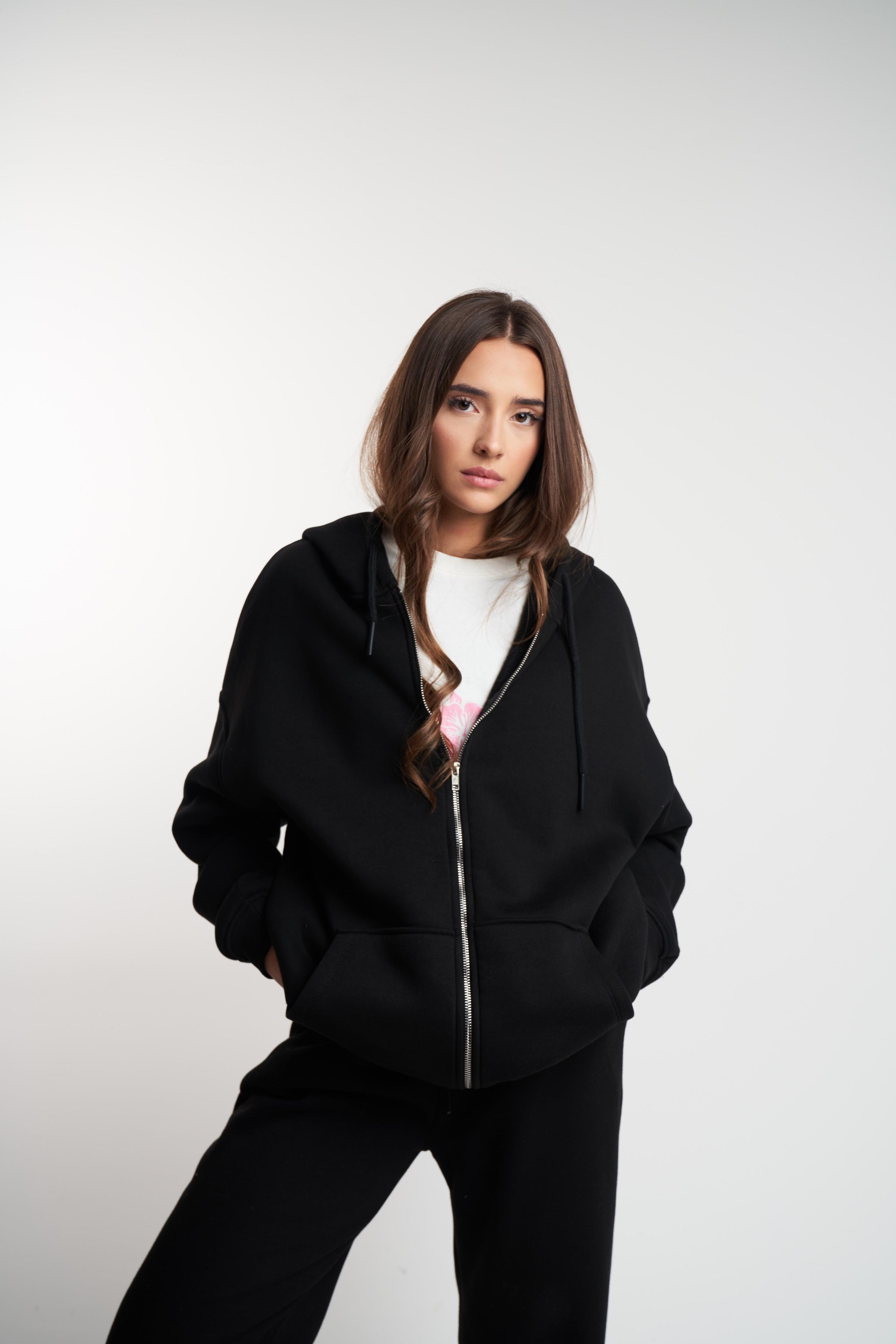 Basic Oversize Şardonlu Sweatmont Siyah