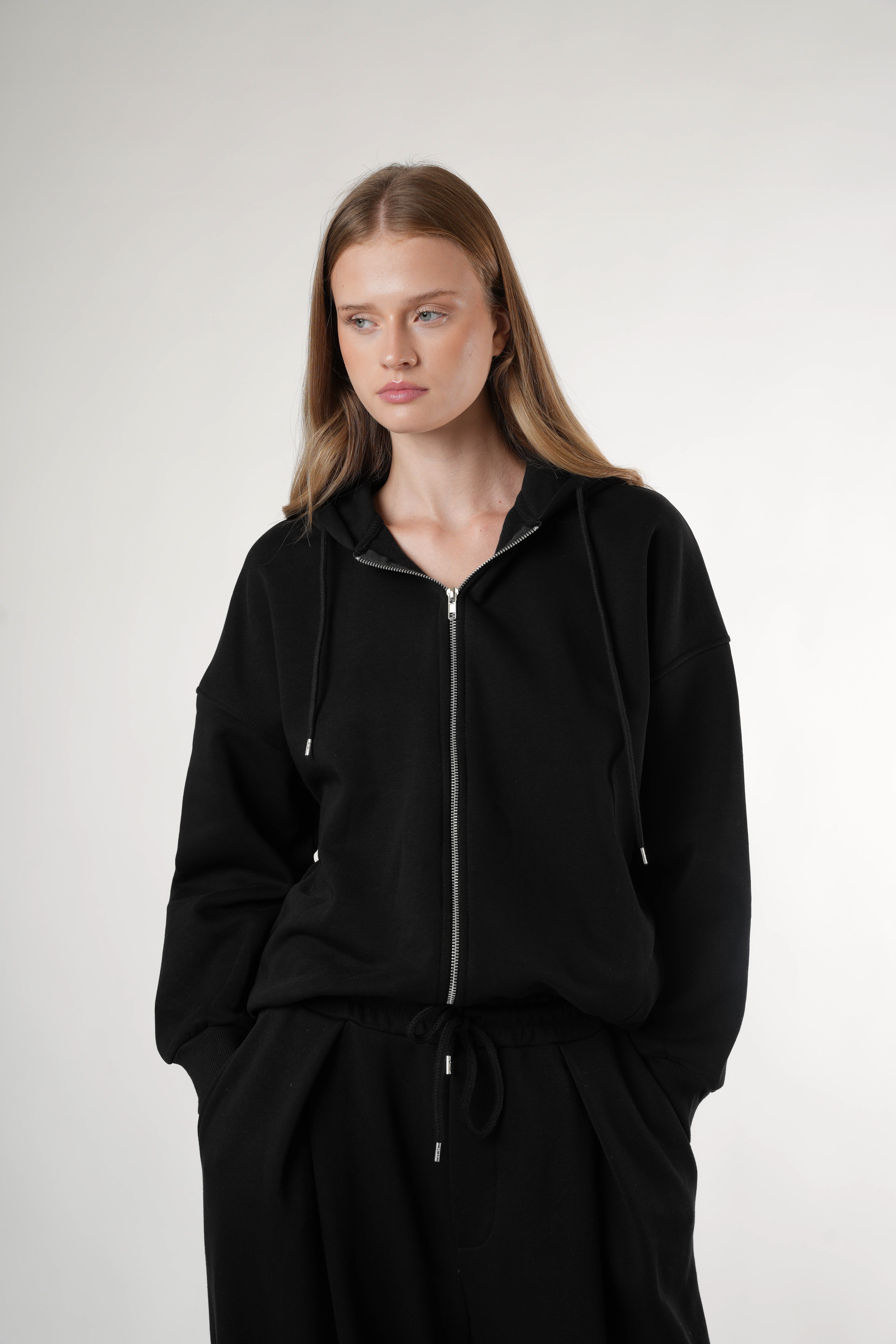 Basic Oversize Şardonlu Sweatmont Siyah