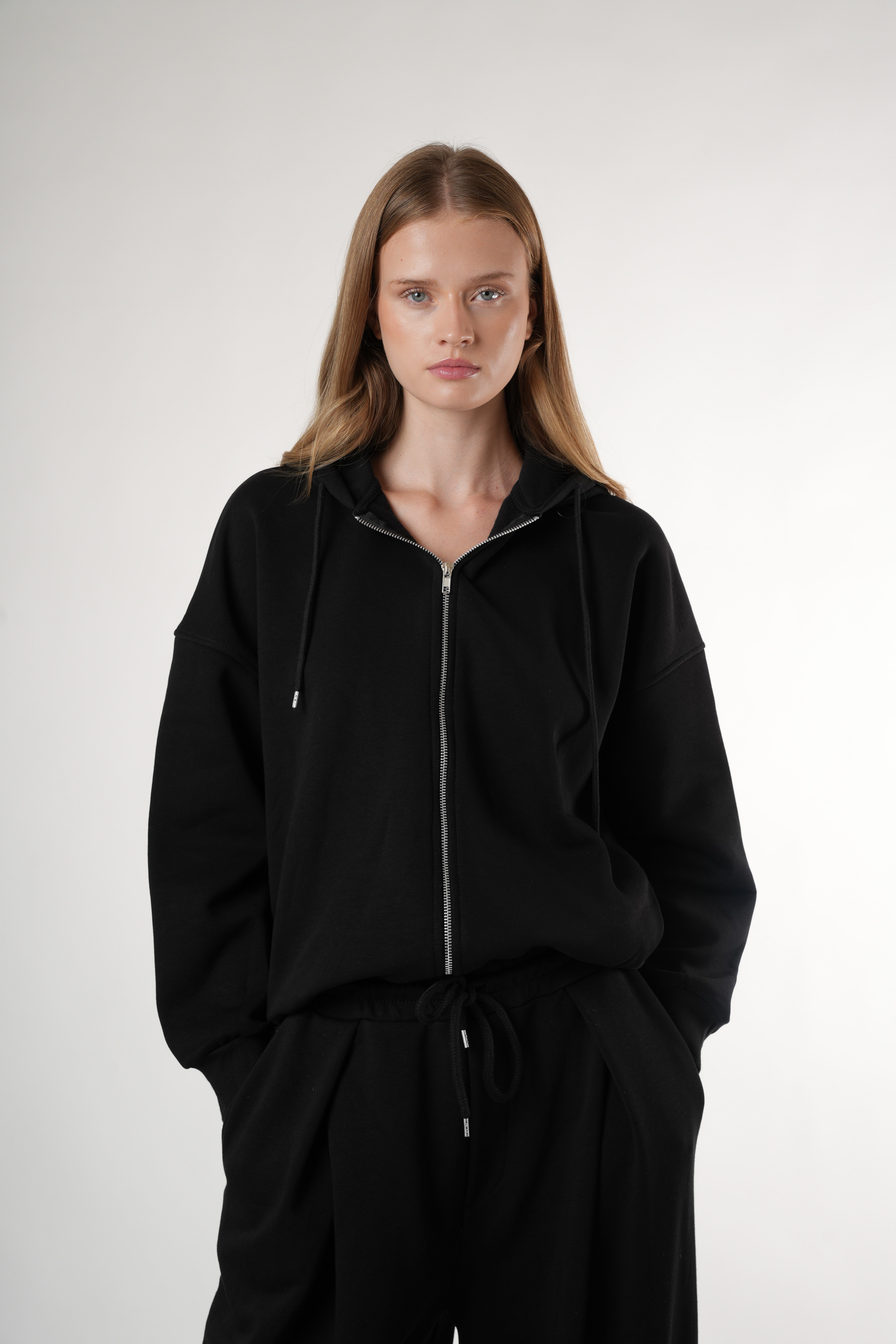 Basic Oversize Şardonlu Sweatmont Siyah