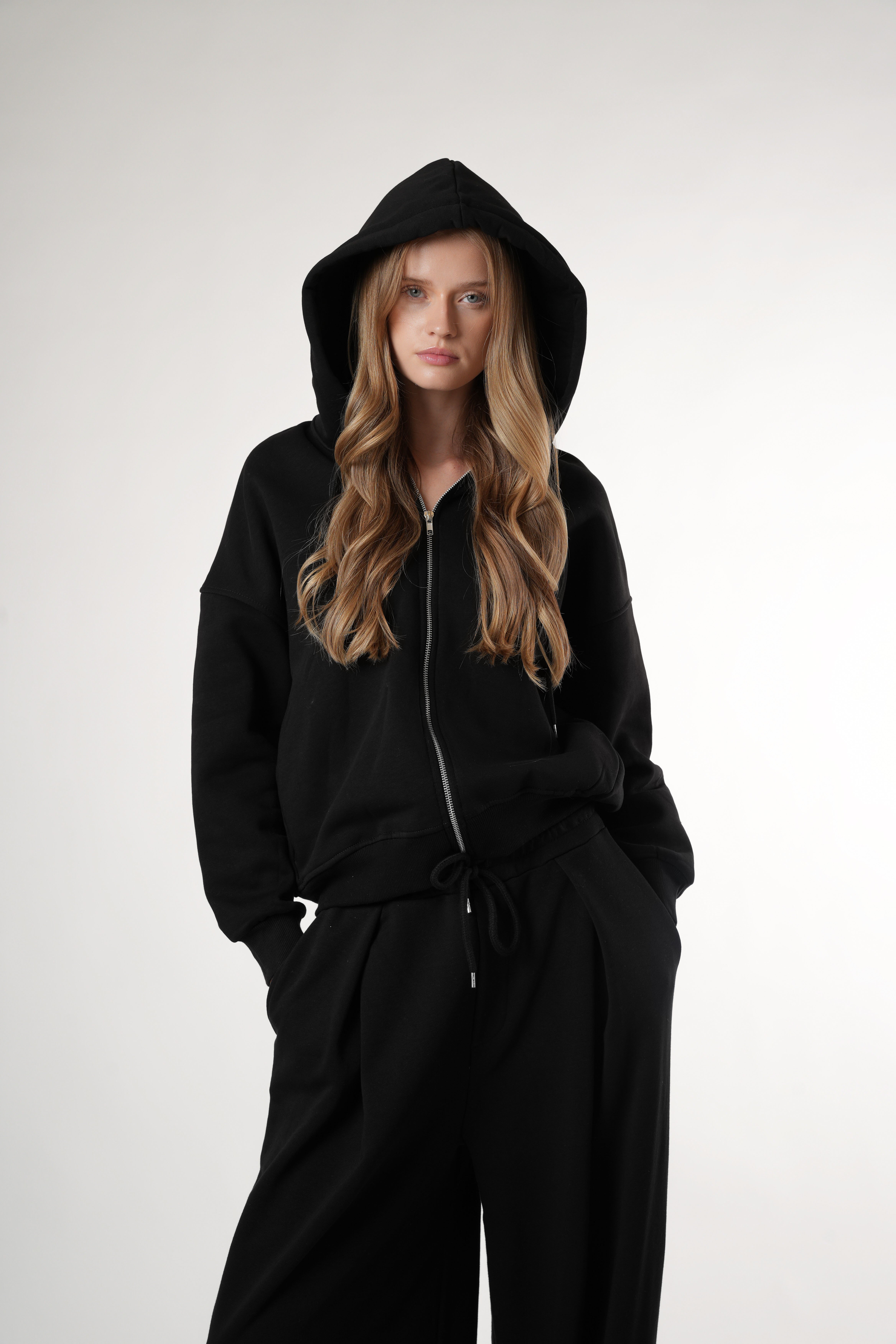 Basic Oversize Şardonlu Sweatmont Siyah