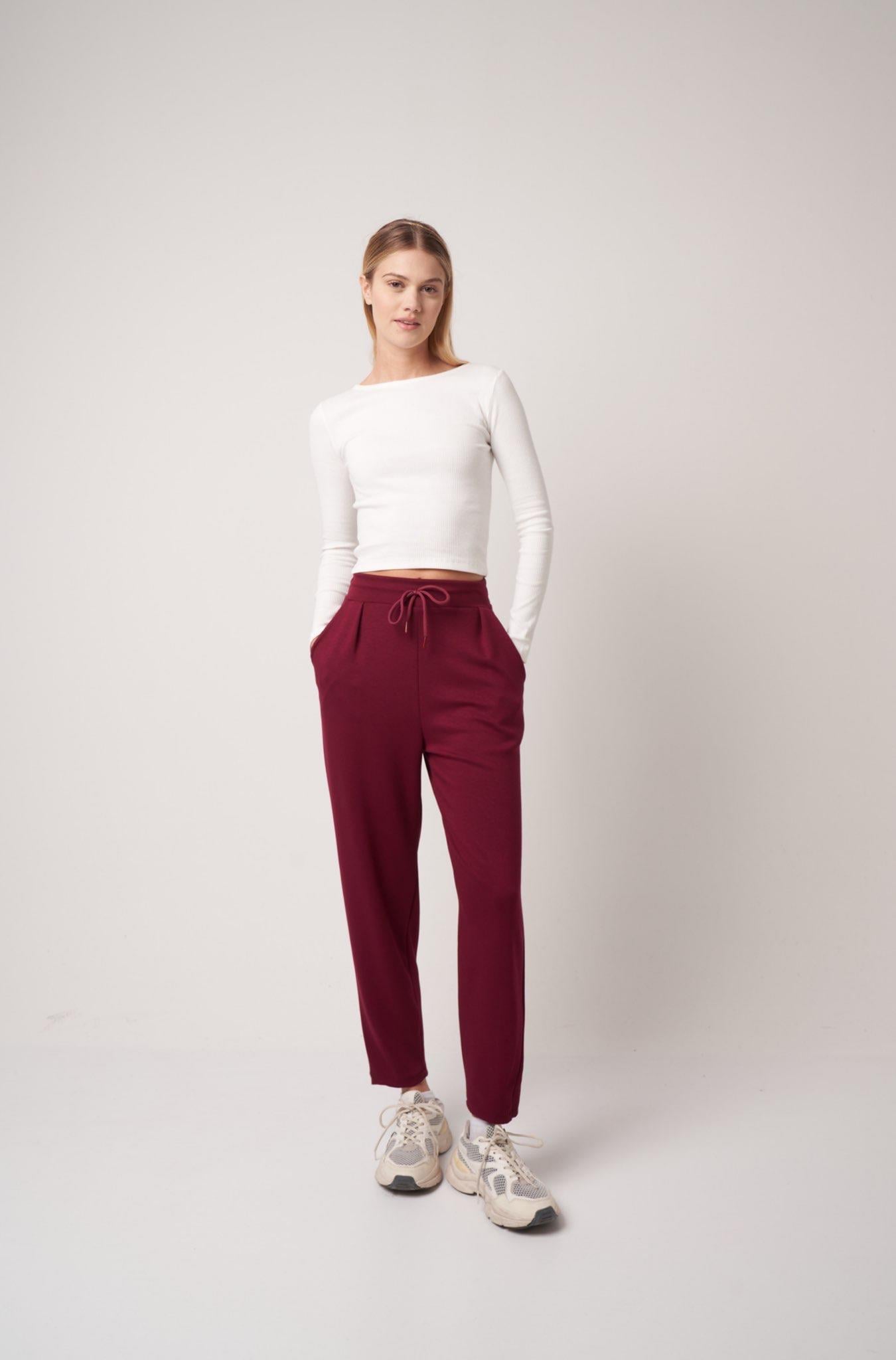 Basic Pantolon Bordo
