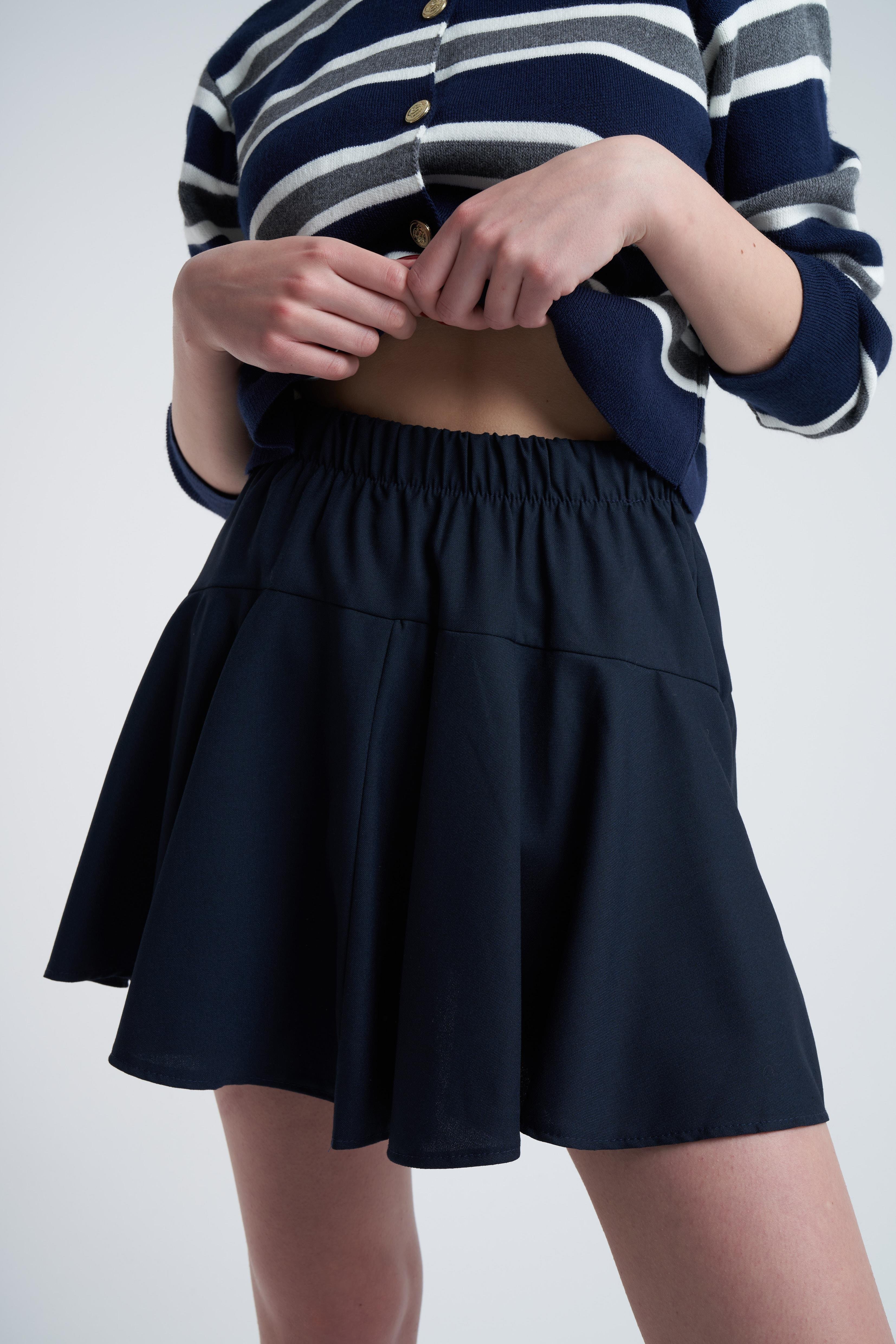 Basic Pileli Şort Etek Lacivert