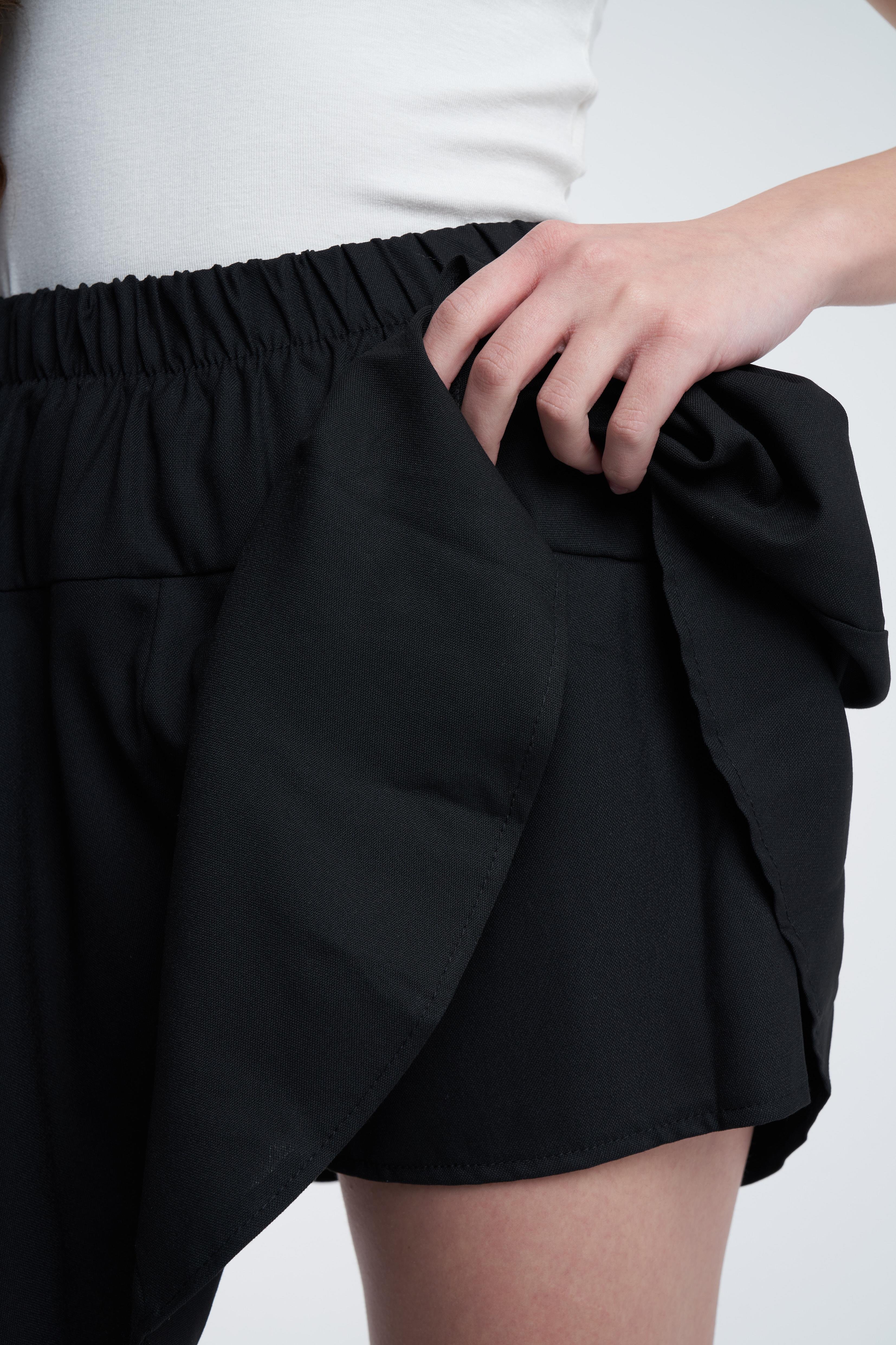Basic Pileli Şort Etek Siyah
