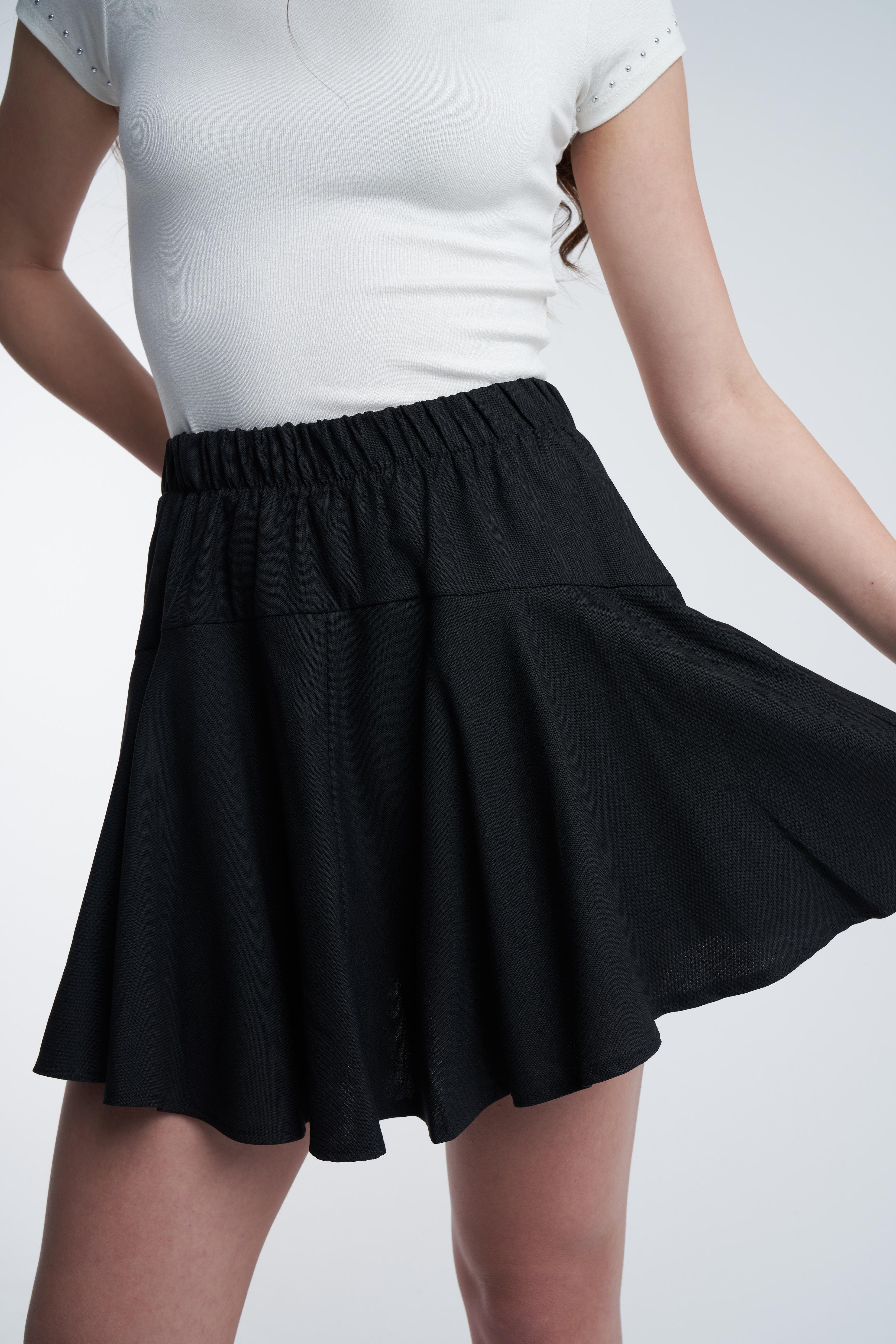 Basic Pileli Şort Etek Siyah