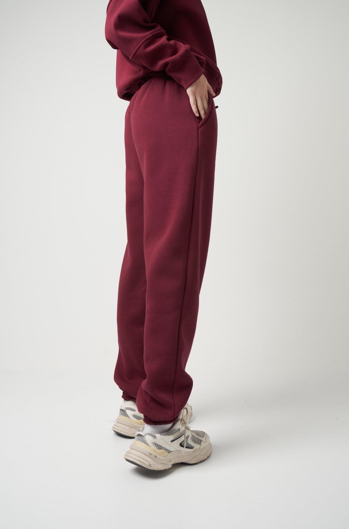 Basic Şardonlu Eşofman Altı Bordo