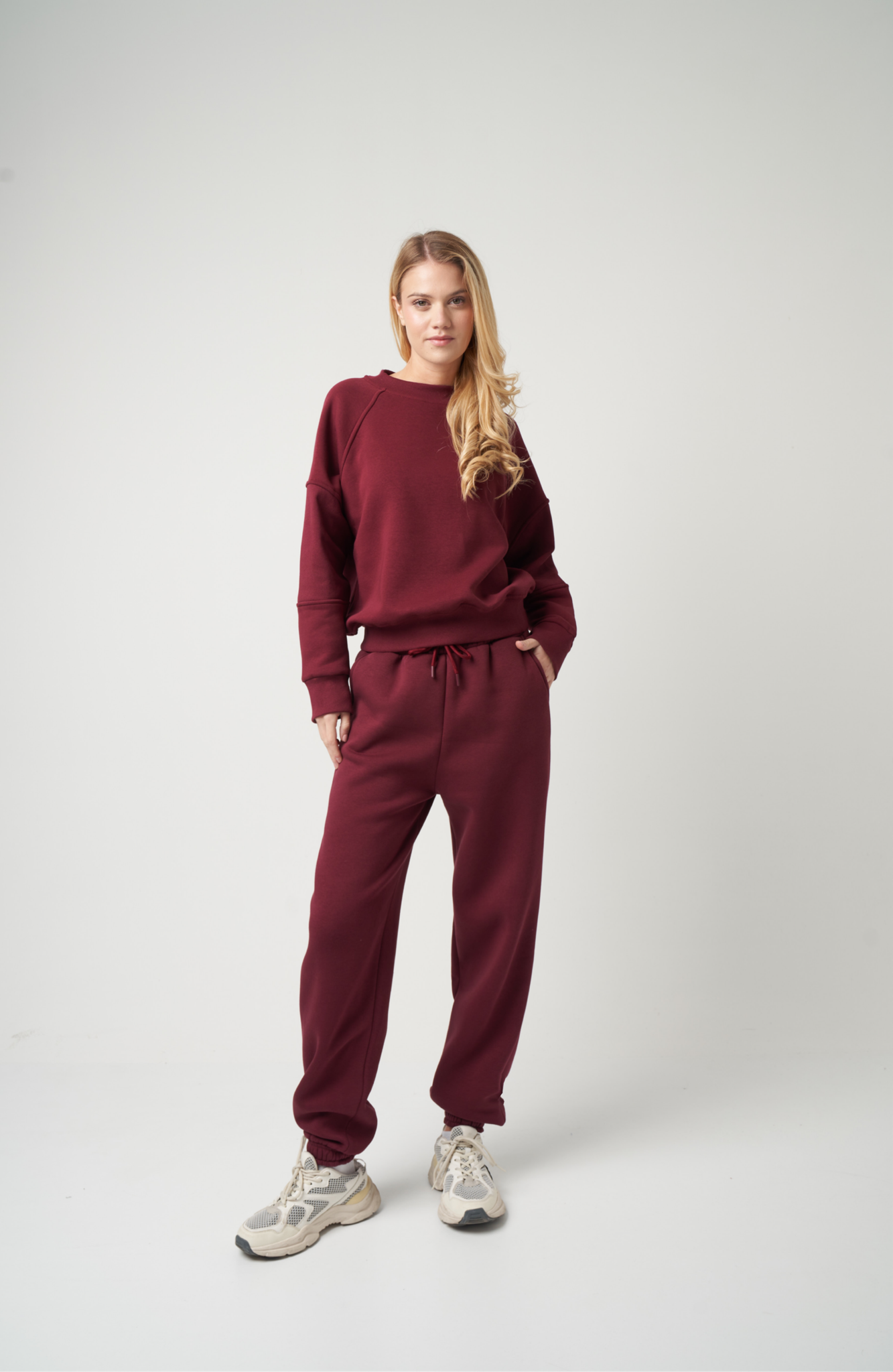Basic Şardonlu Eşofman Altı Bordo