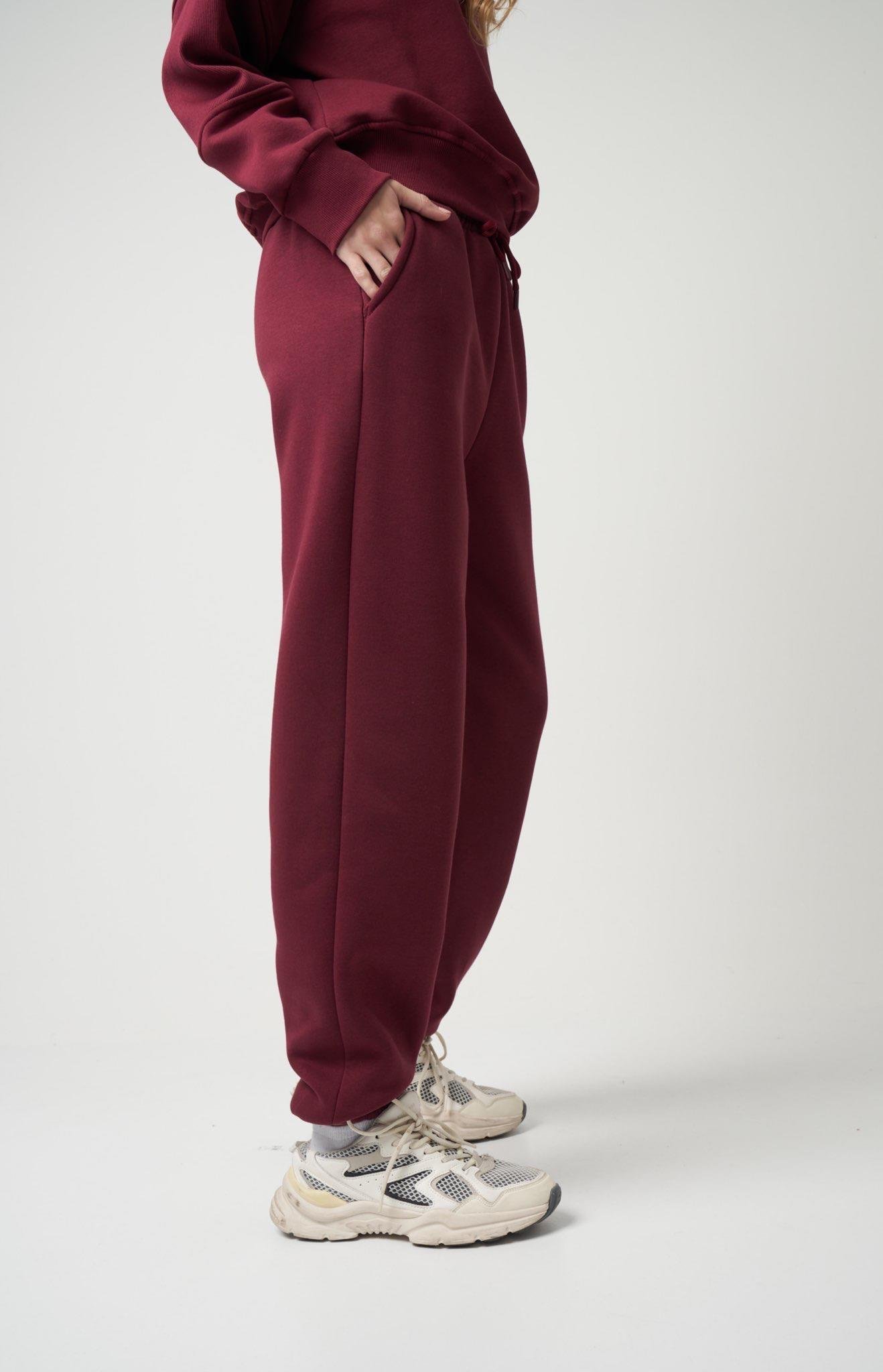 Basic Şardonlu Eşofman Altı Bordo