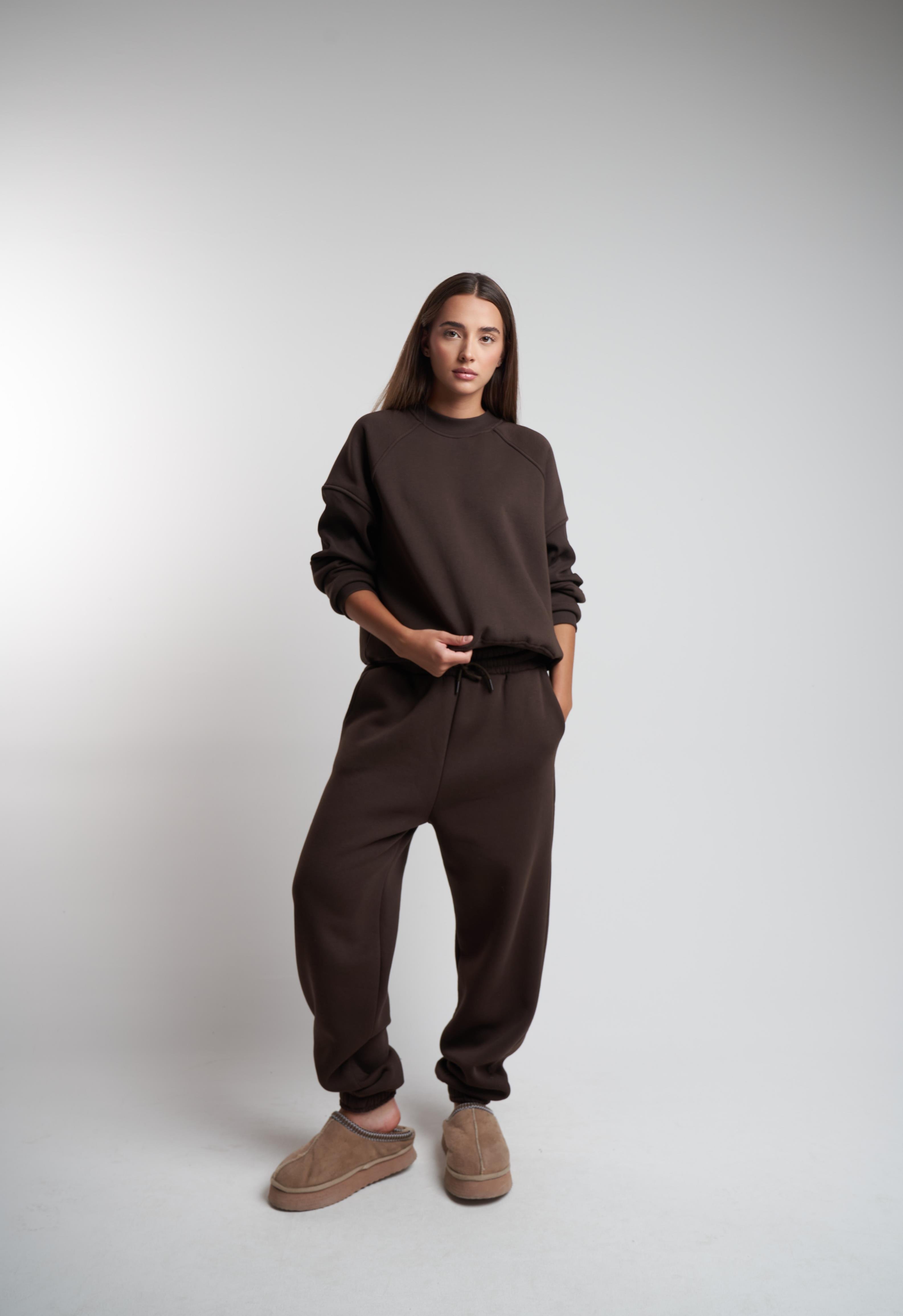 Basic Şardonlu Eşofman Altı Kahve