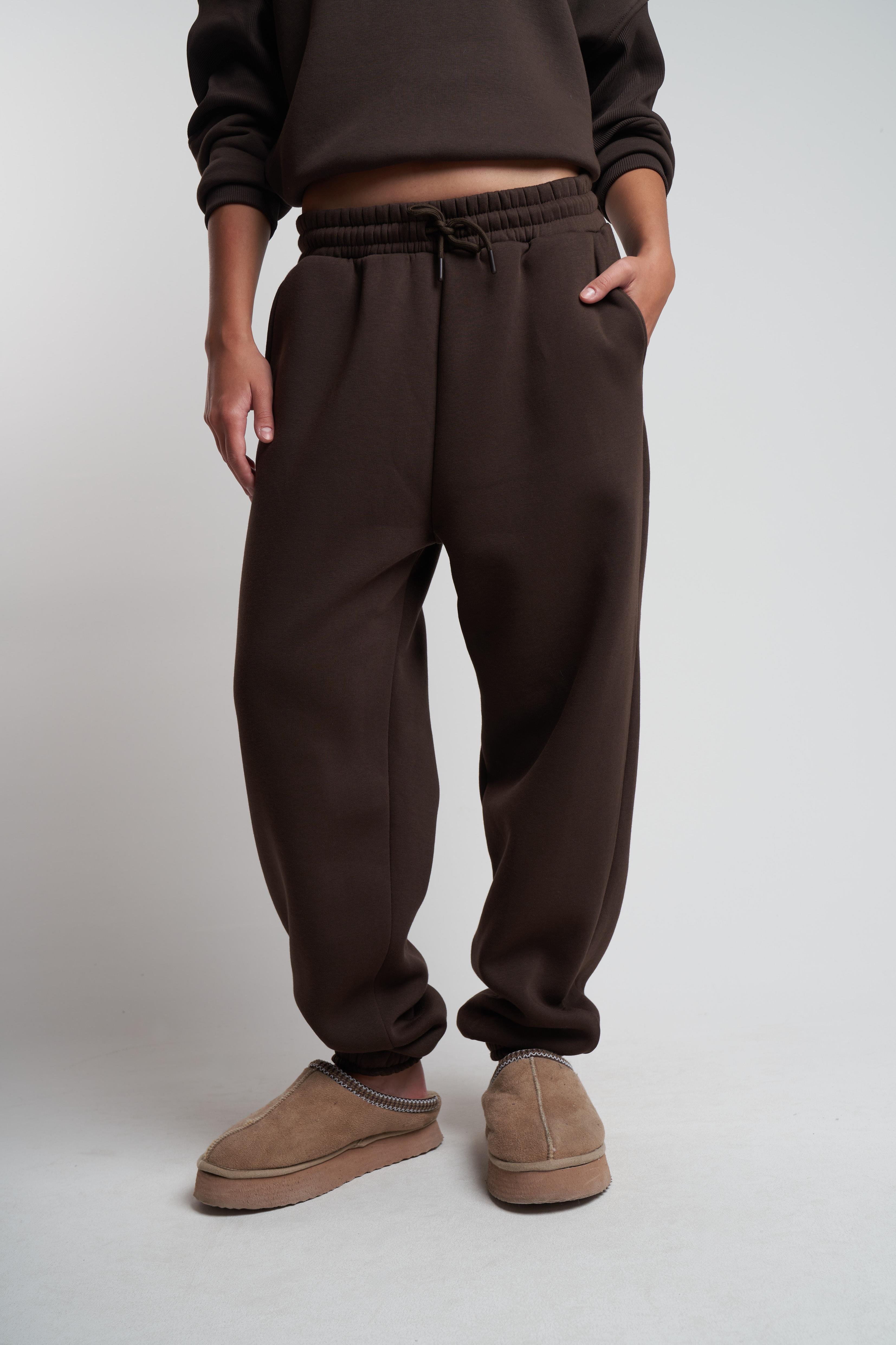 Basic Şardonlu Eşofman Altı Kahve