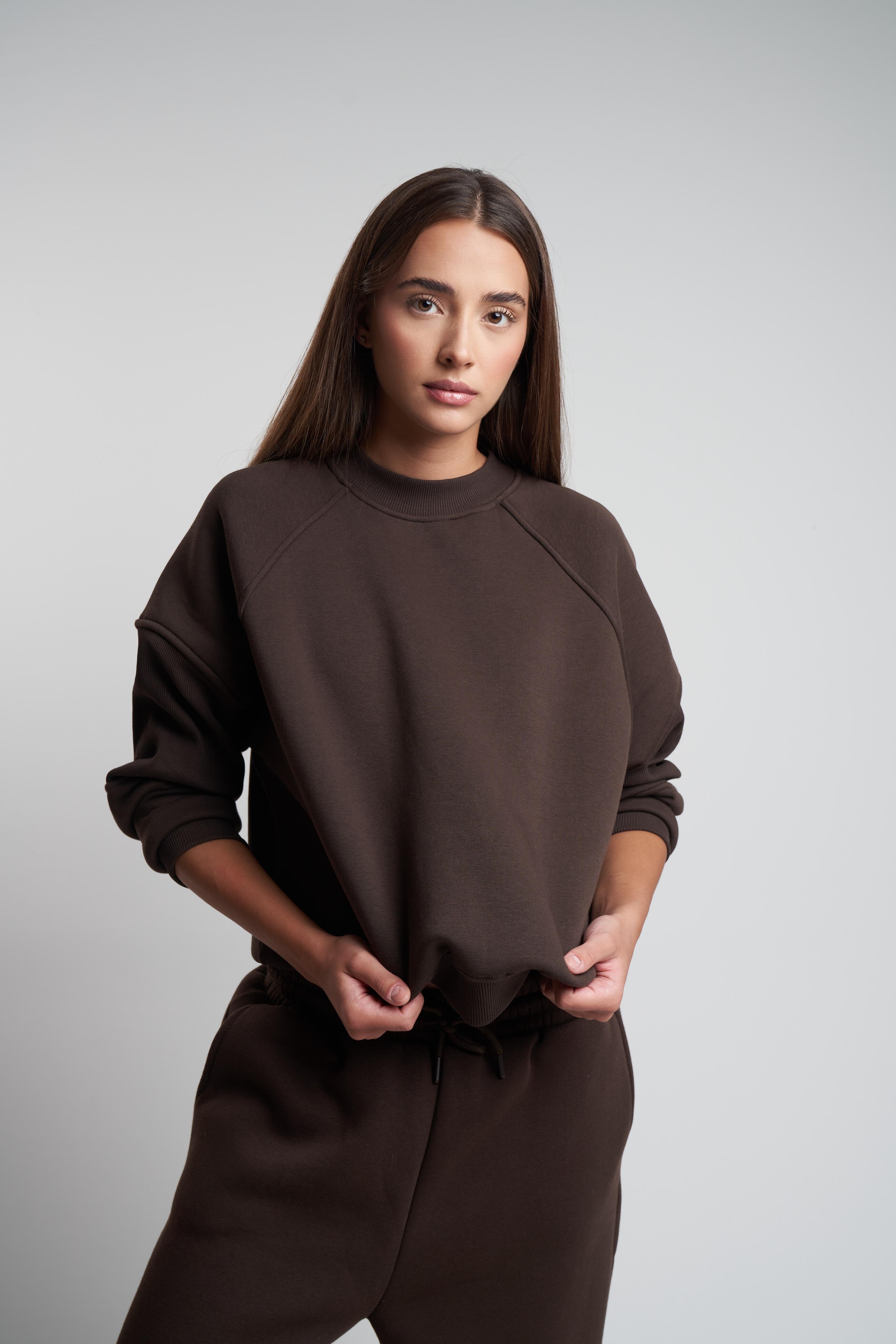 Basic Şardonlu Sweatshirt Kahve