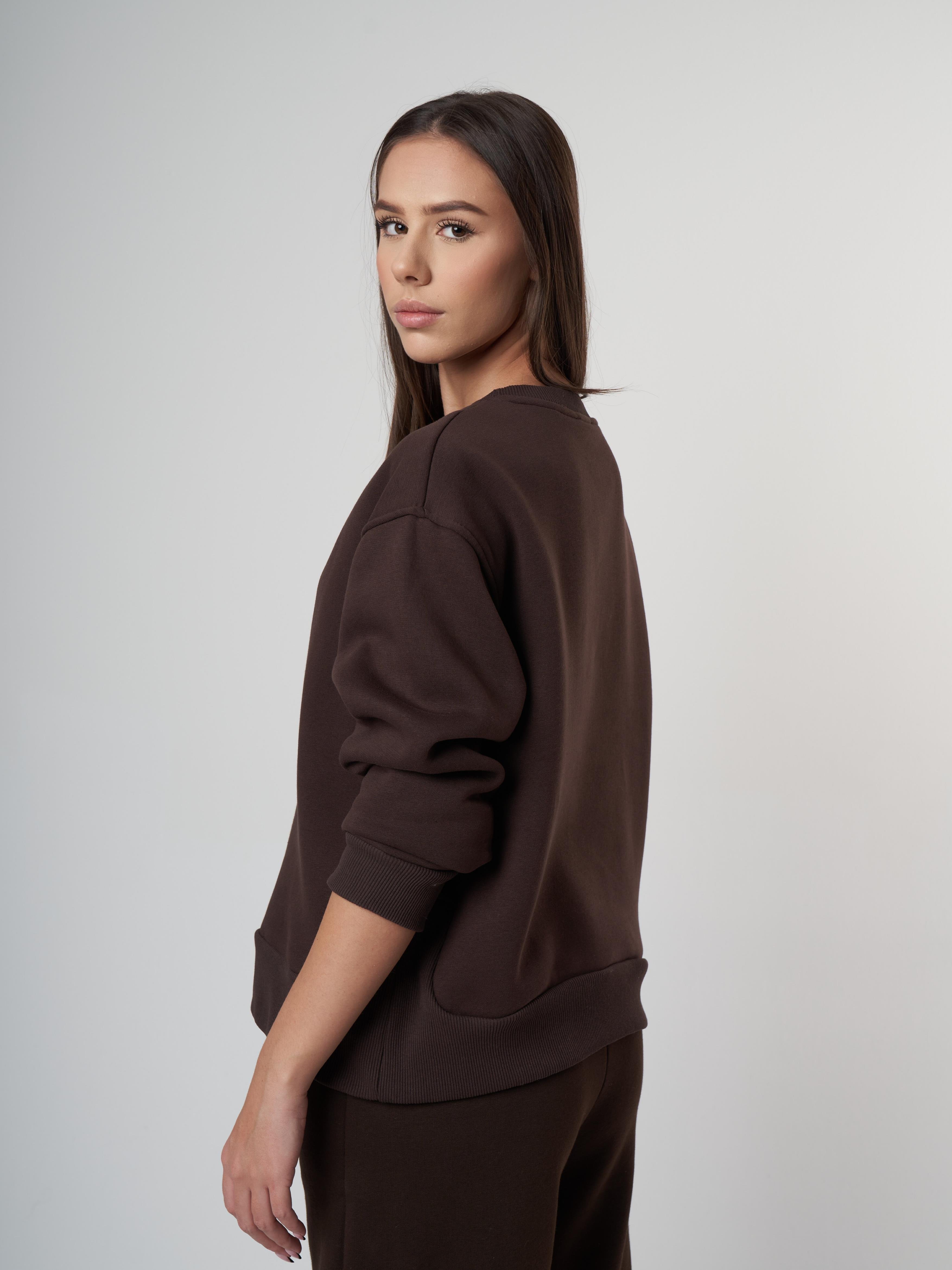Basic Şardonlu Sweatshirt Kahve
