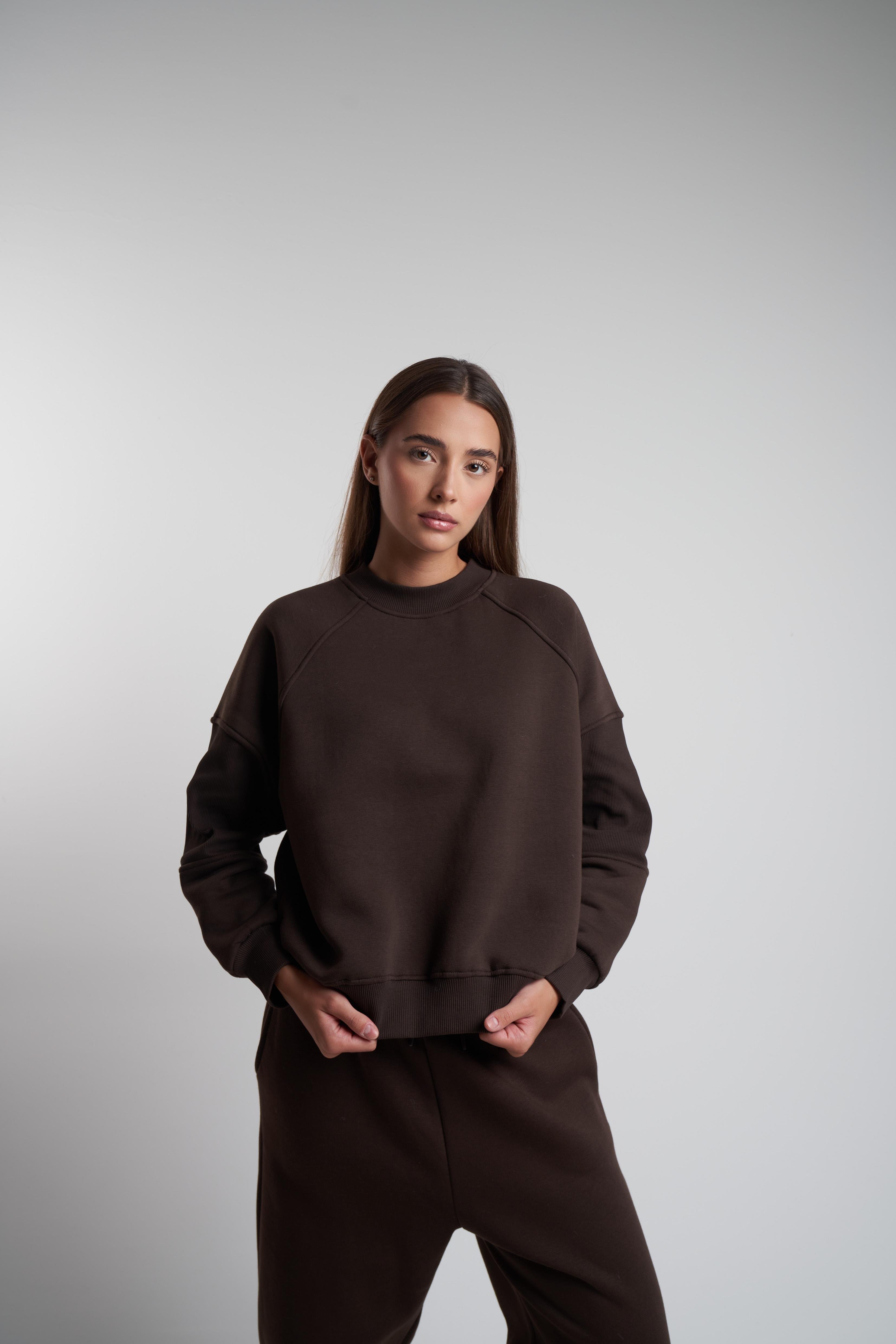 Basic Şardonlu Sweatshirt Kahve