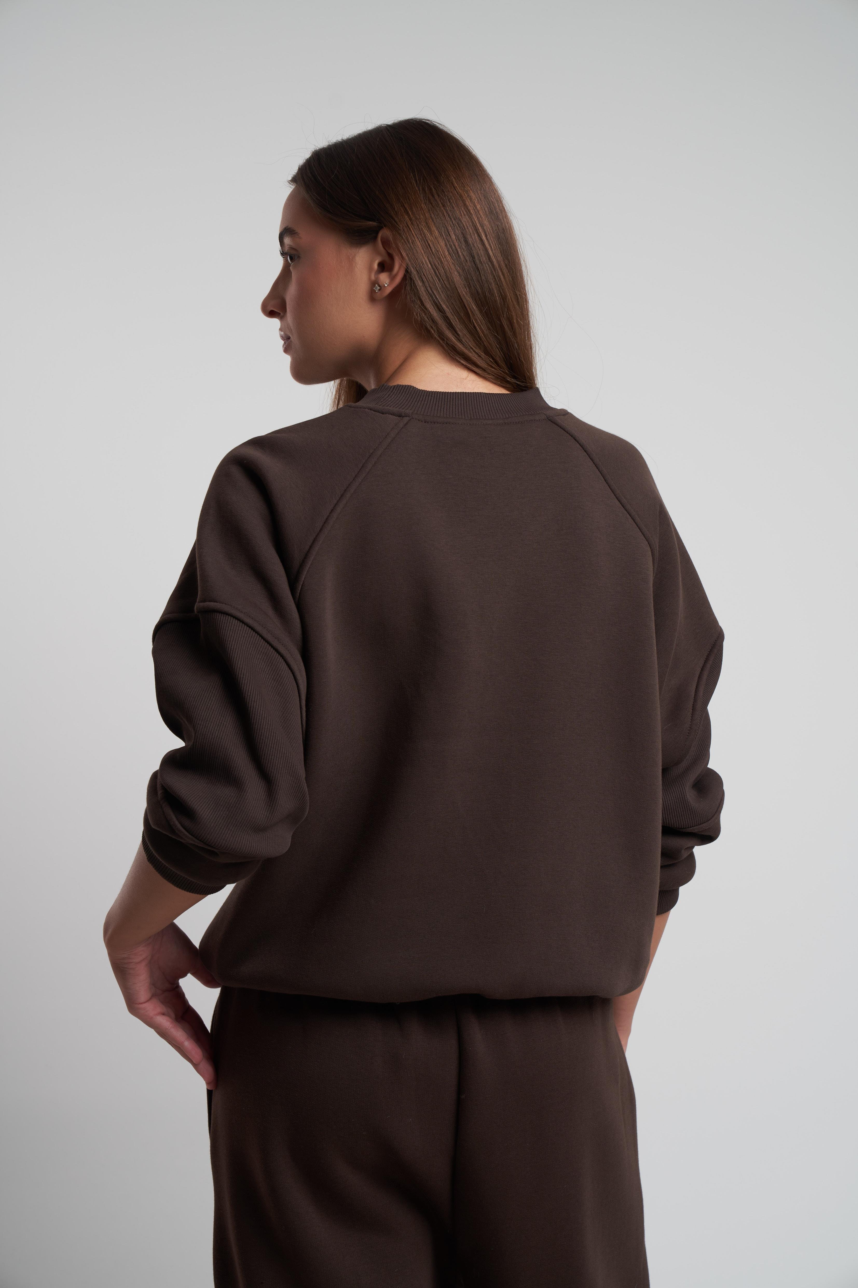 Basic Şardonlu Sweatshirt Kahve