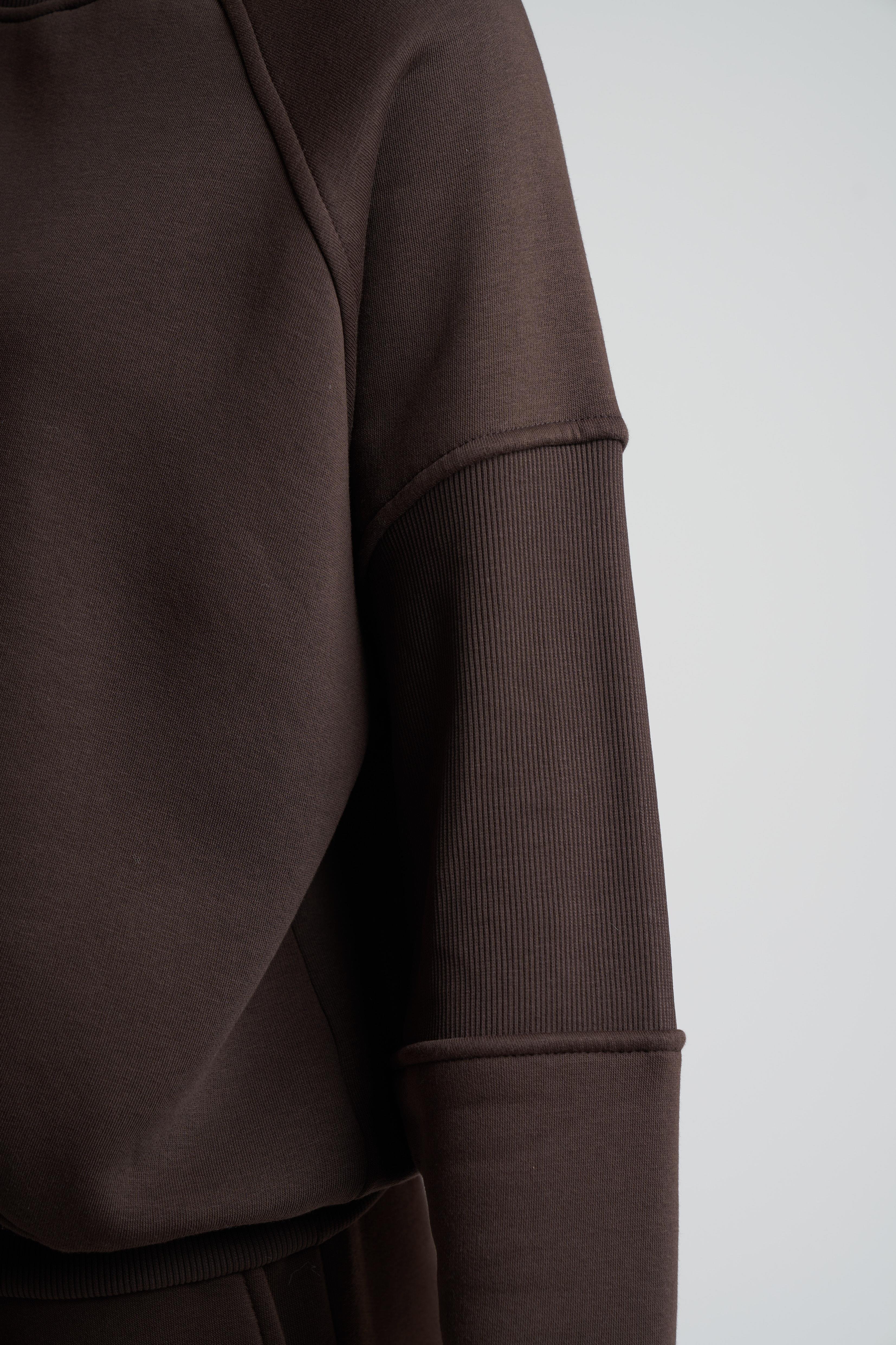 Basic Şardonlu Sweatshirt Kahve