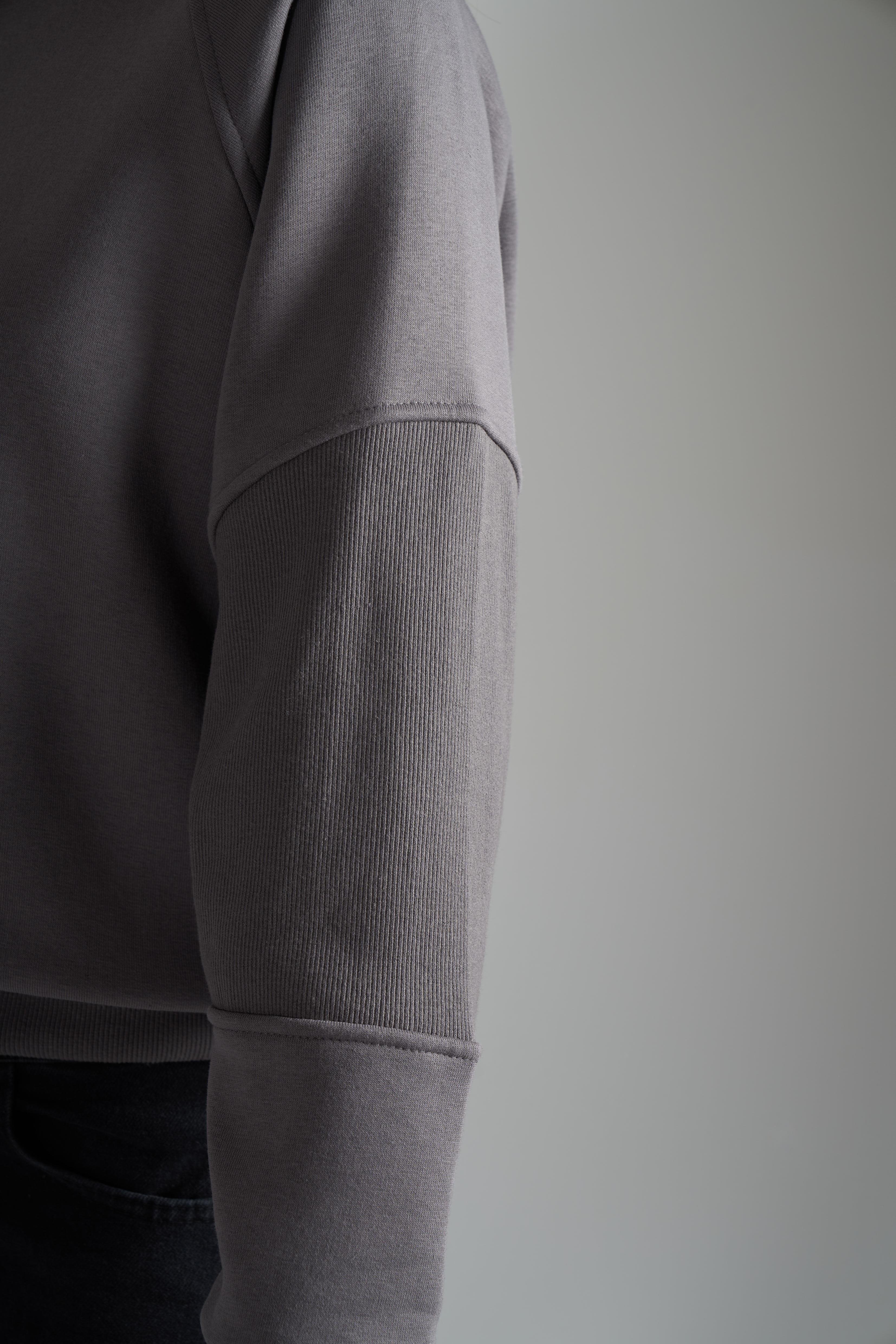 Basic Şardonlu Sweatshirt Koyu Gri