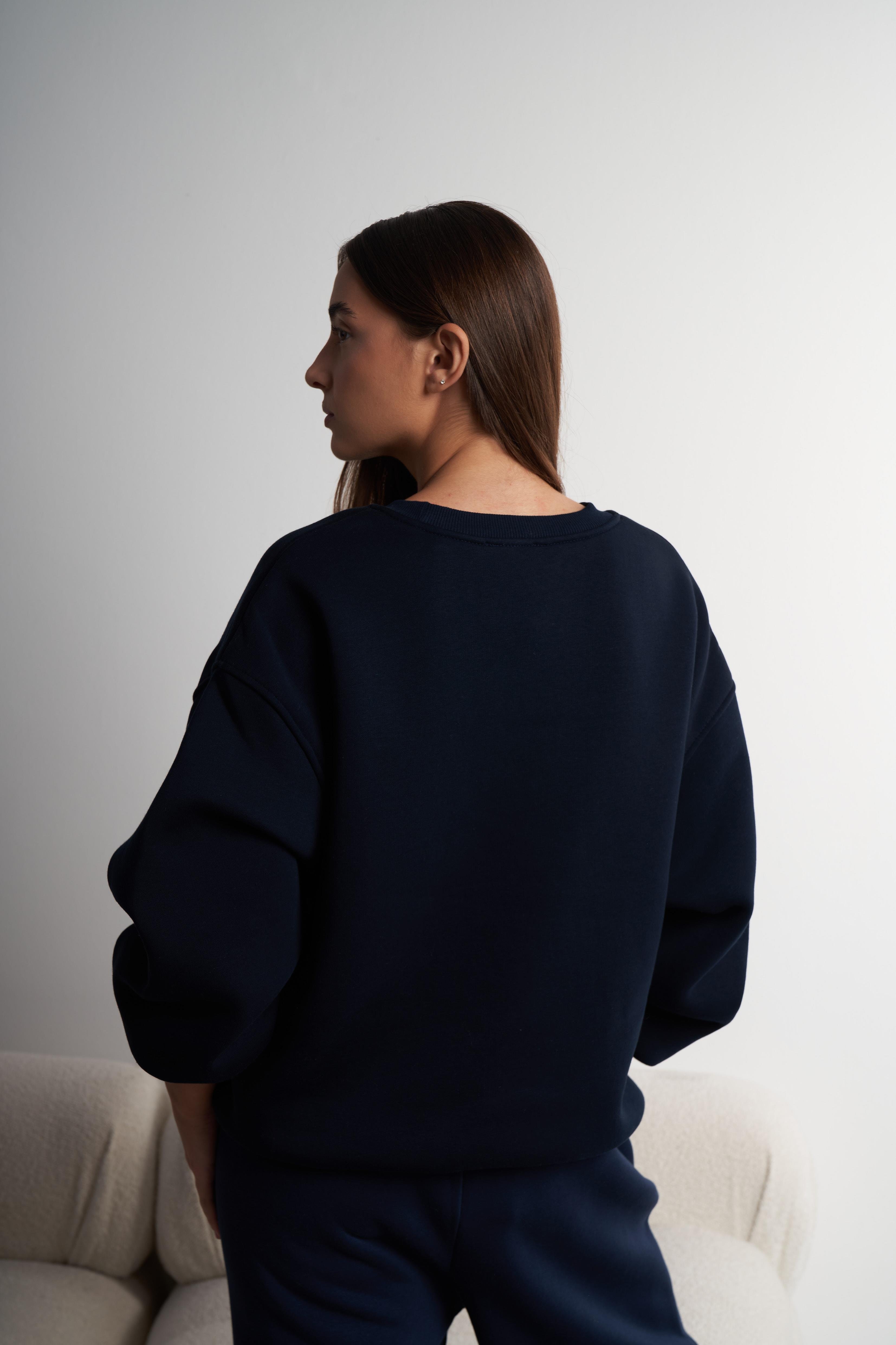 Basic Şardonlu Sweatshirt Lacivert