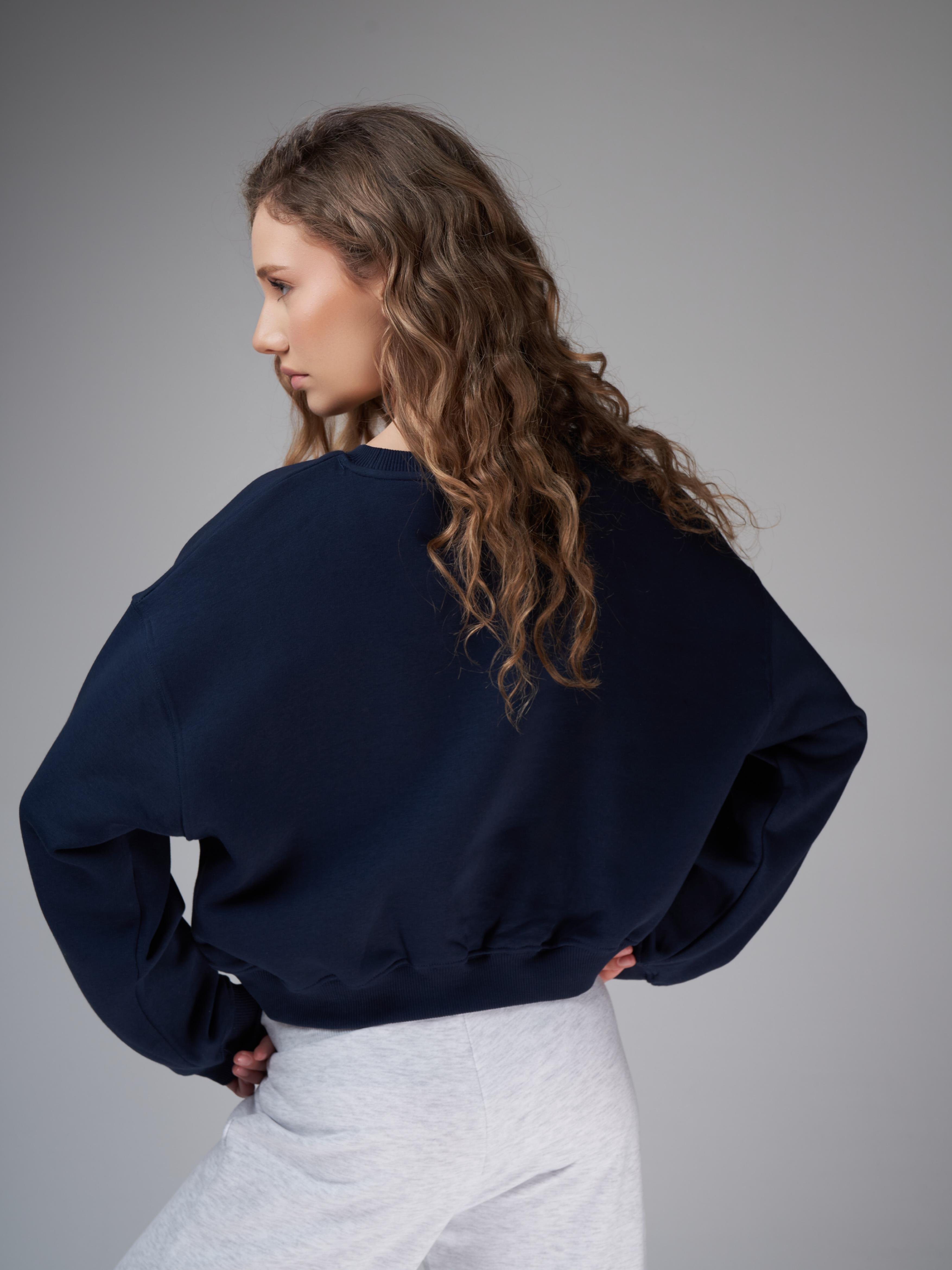 Basic Şardonlu Sweatshirt Lacivert