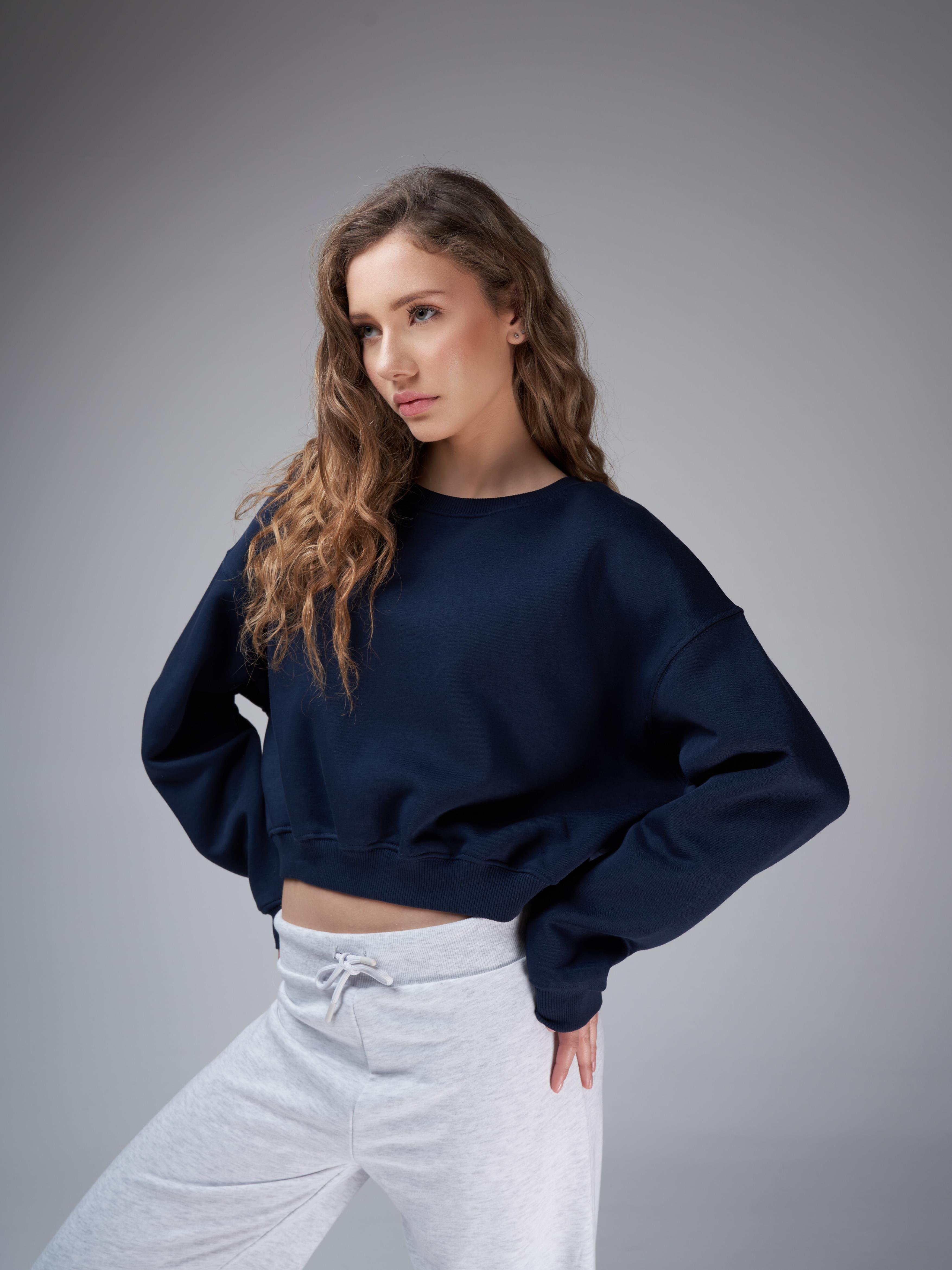 Basic Şardonlu Sweatshirt Lacivert