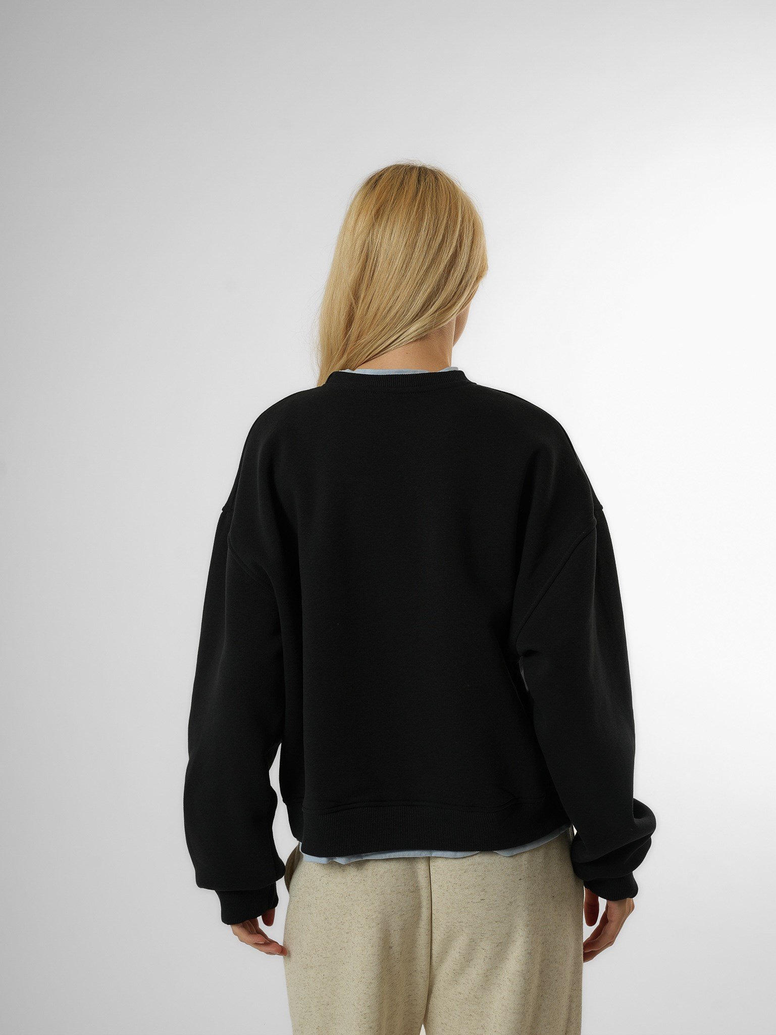 Basic Şardonlu Sweatshirt Lacivert-Bebe Mavi