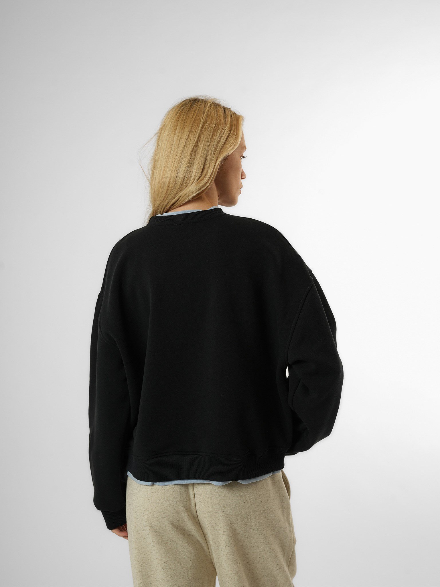 Basic Şardonlu Sweatshirt Lacivert-Bebe Mavi