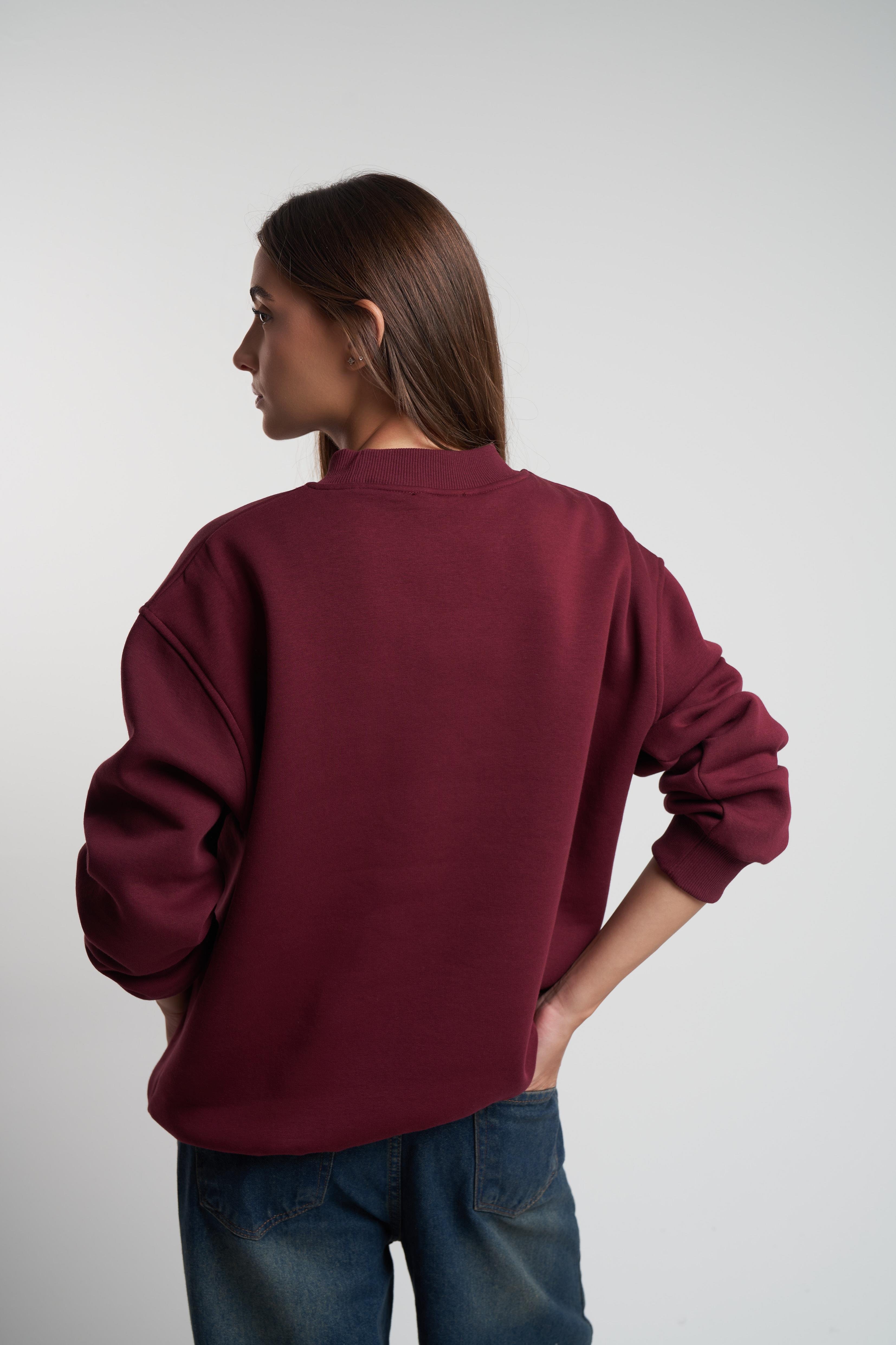 Basic Şardonlu Sweatshirt Mürdüm