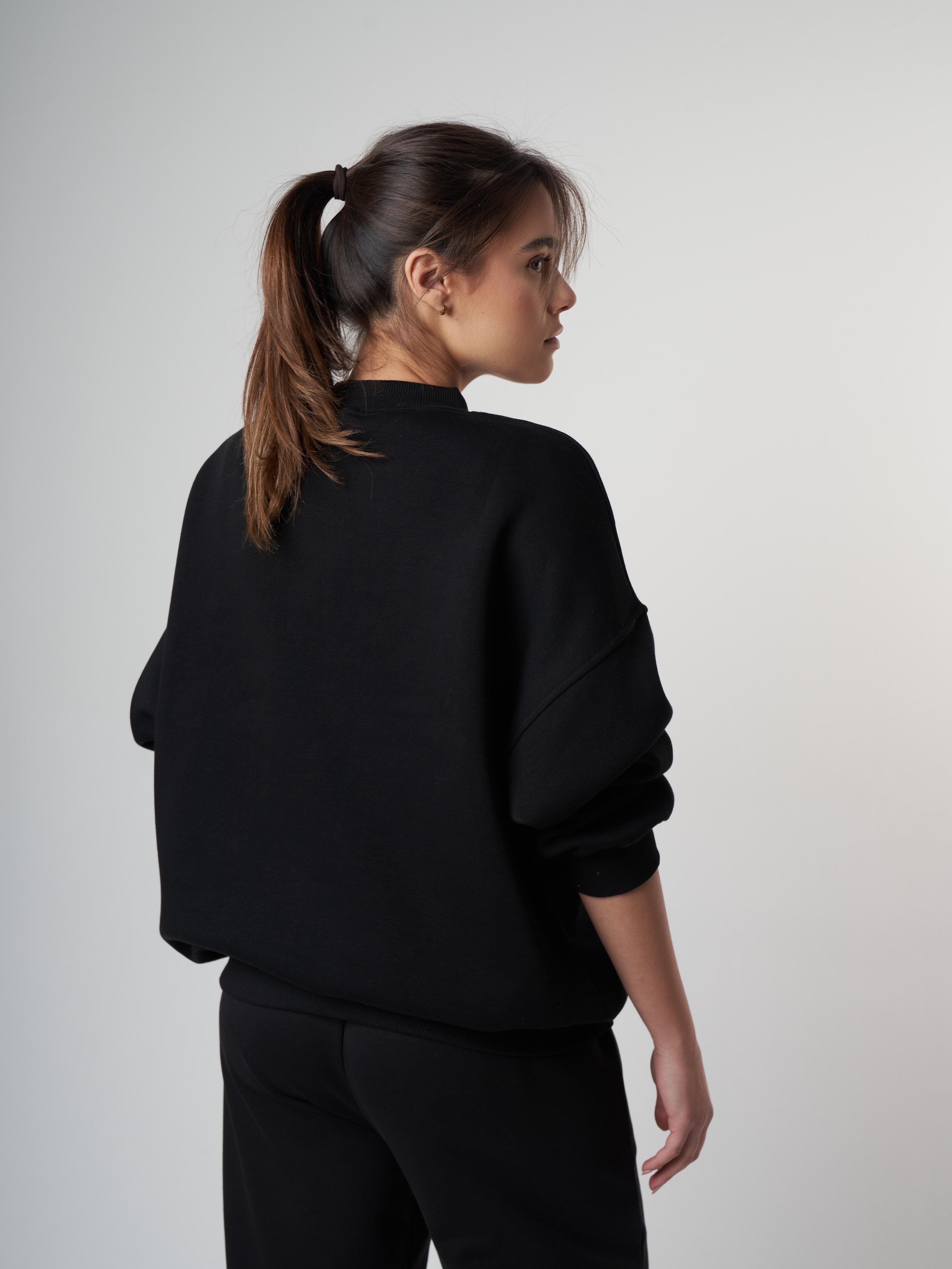Basic Şardonlu Sweatshirt Siyah